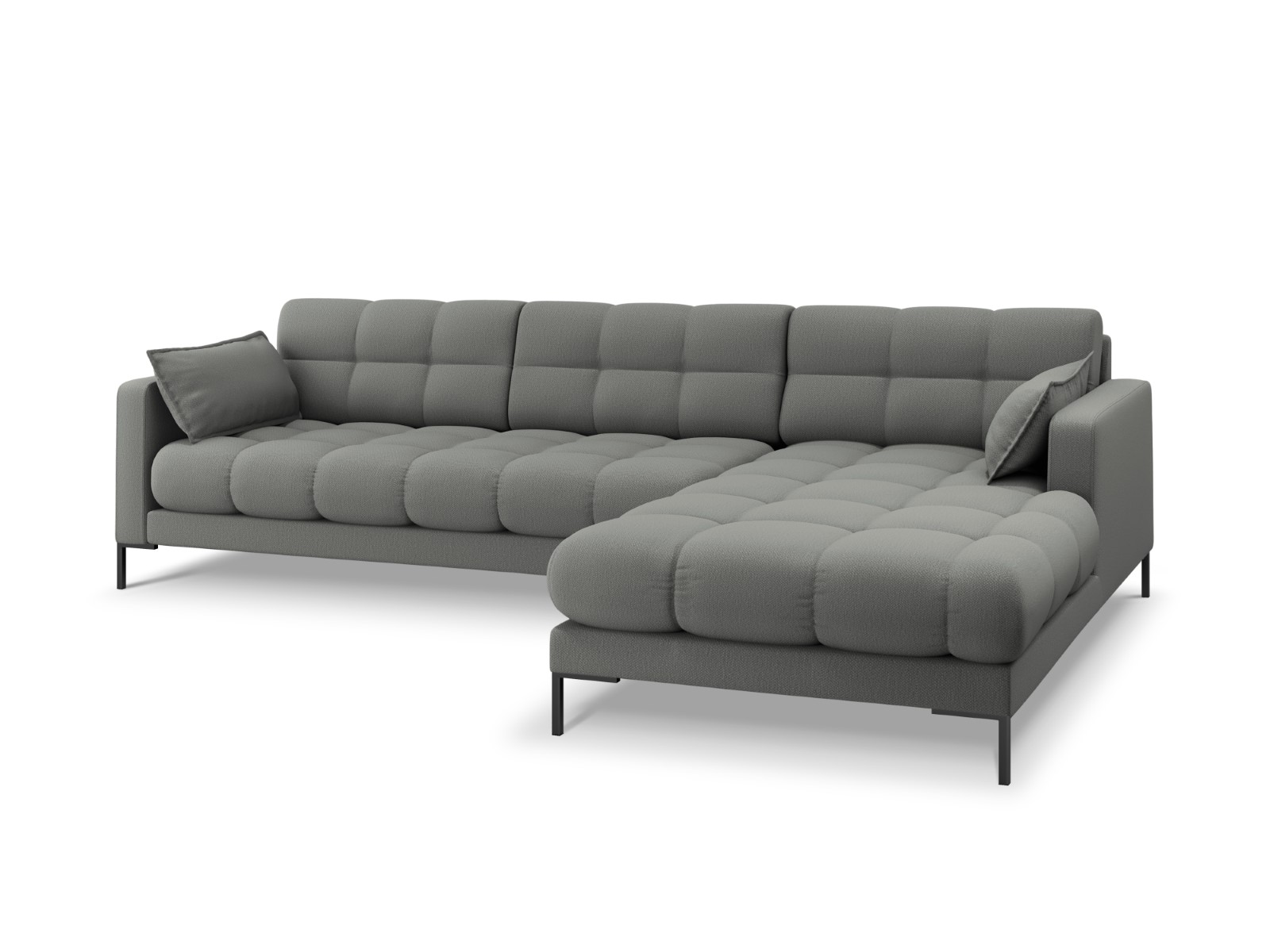 Canapé d'angle tissu structuré gris 5 places