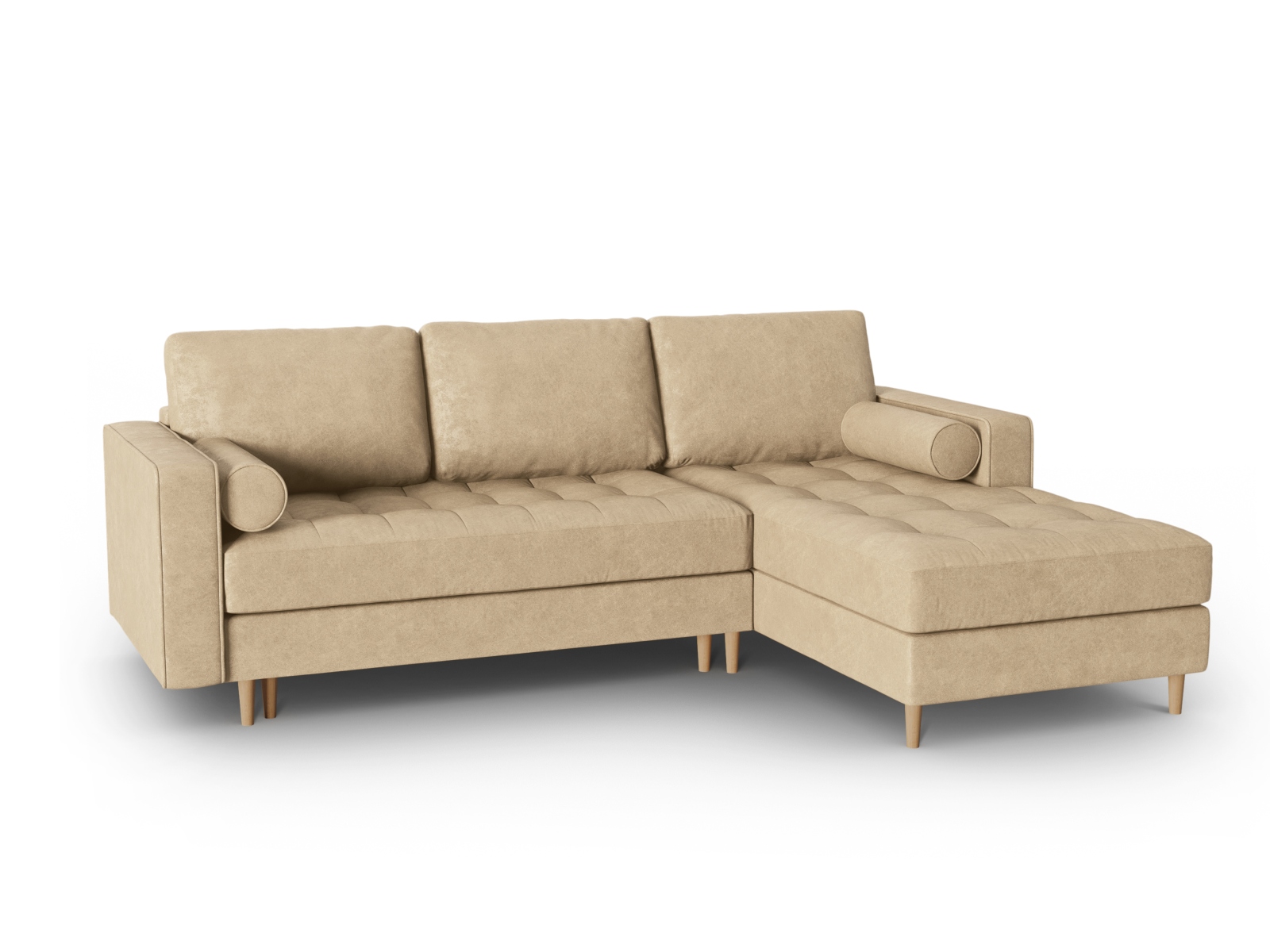 Canapé d'angle 5 places Beige Tissu Luxe Moderne Confort