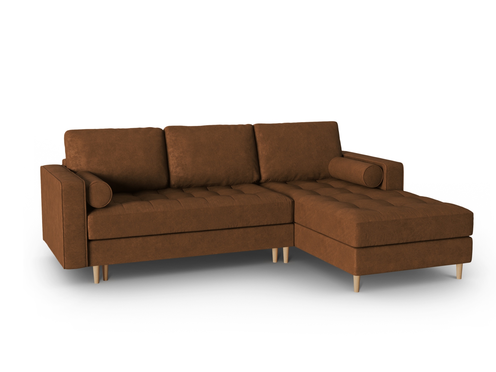 Canapé d'angle 5 places Marron Tissu Luxe Moderne Confort