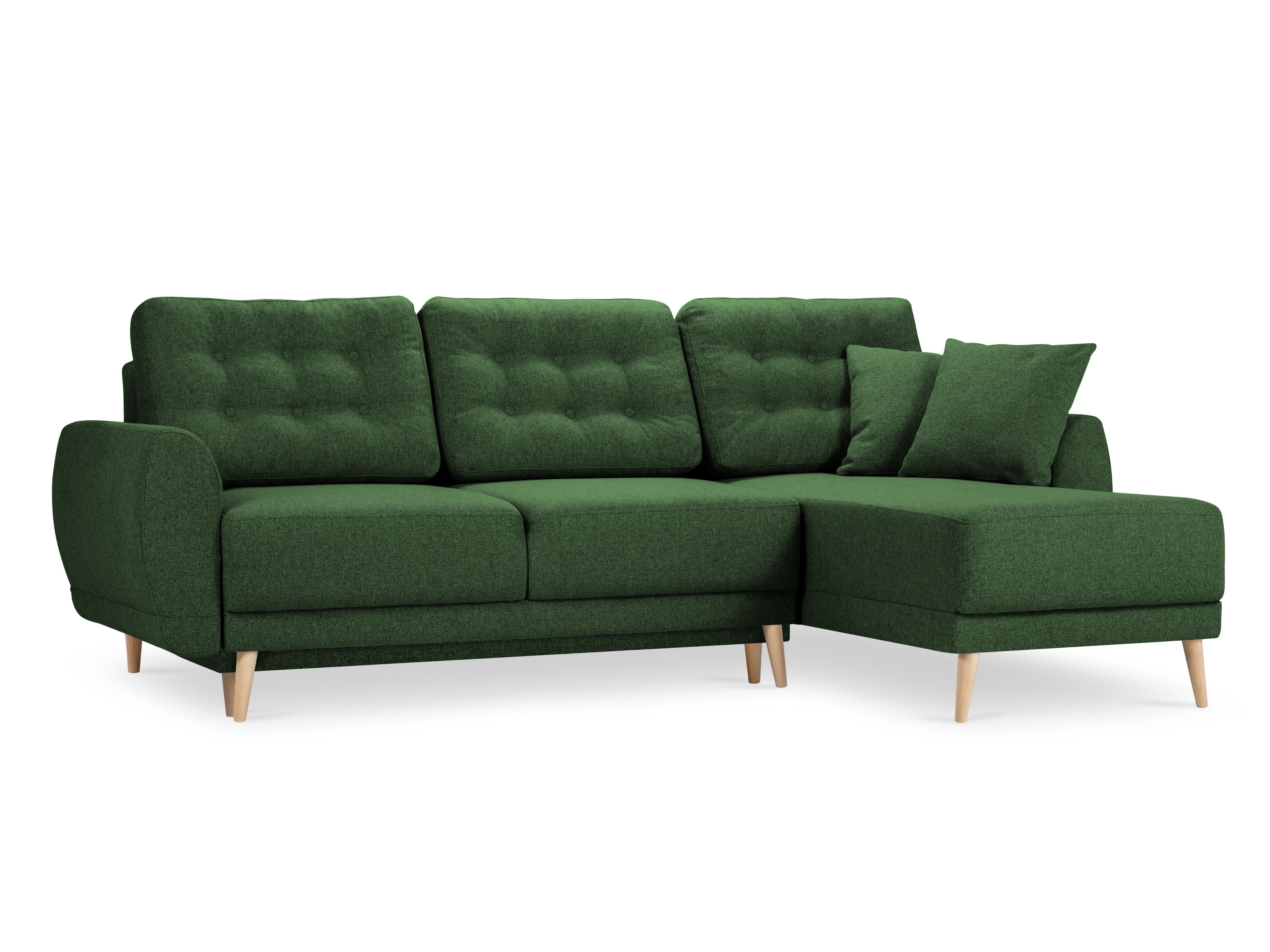 Canapé d'angle 4 places Tissu Moderne Confort Vert
