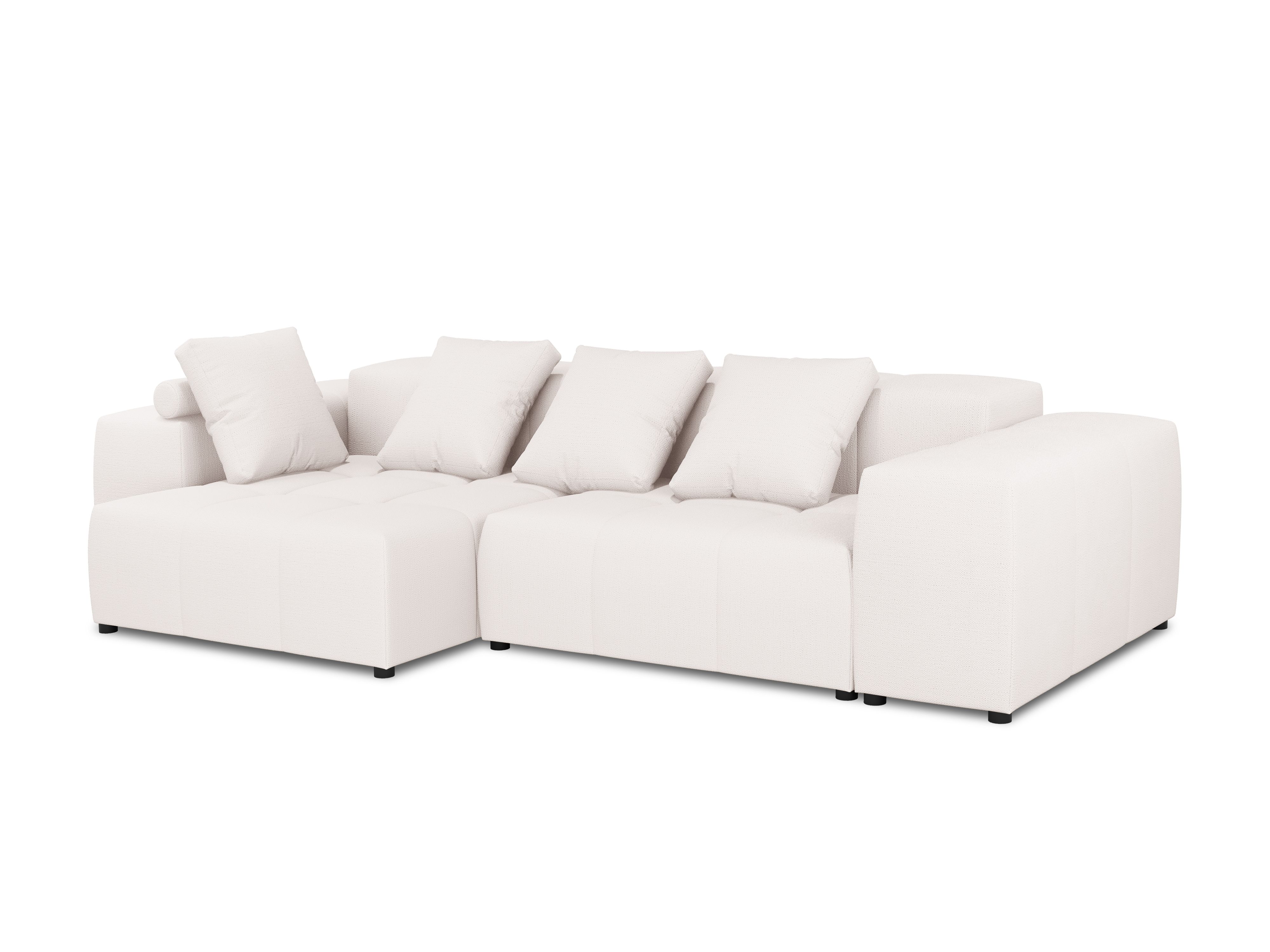 Canapé d'angle tissu structuré blanc 4 places réversible Canapé d'angle tissu structuré blanc 4 places réversible