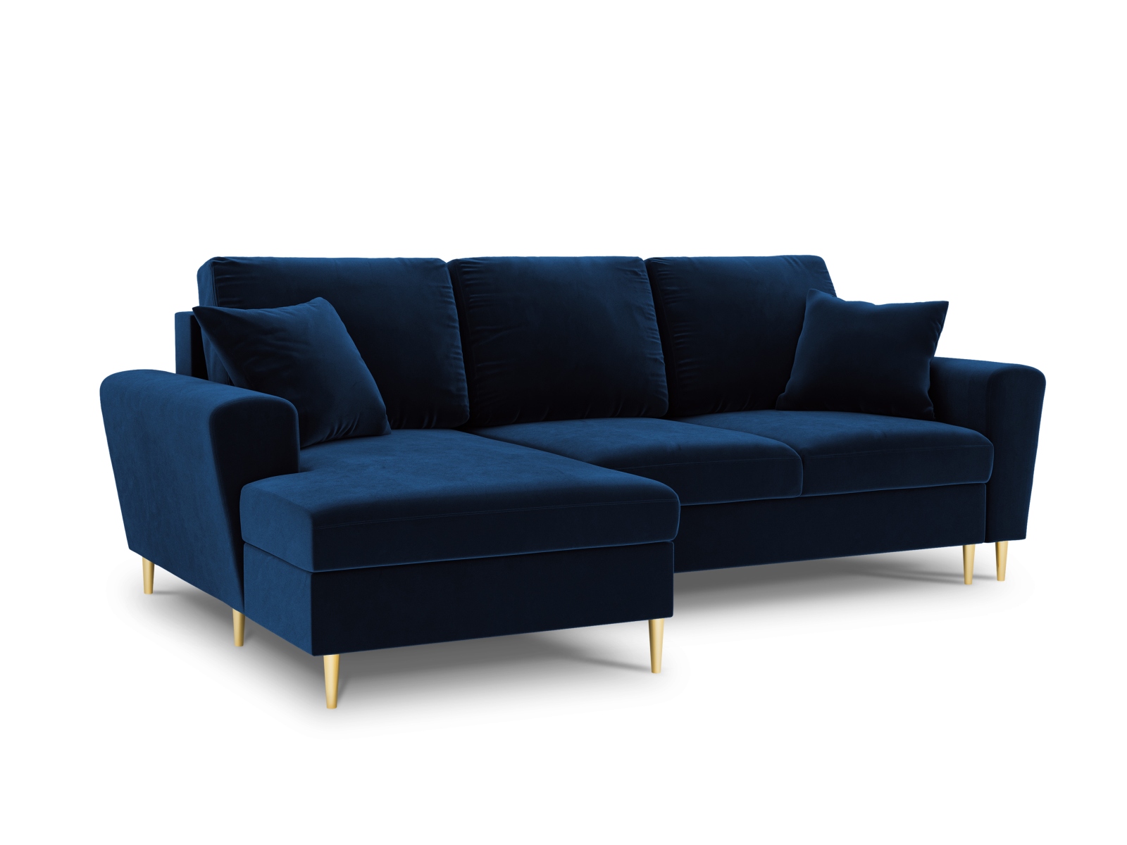 Canapé d'angle 4 places Bleu Velours Moderne
