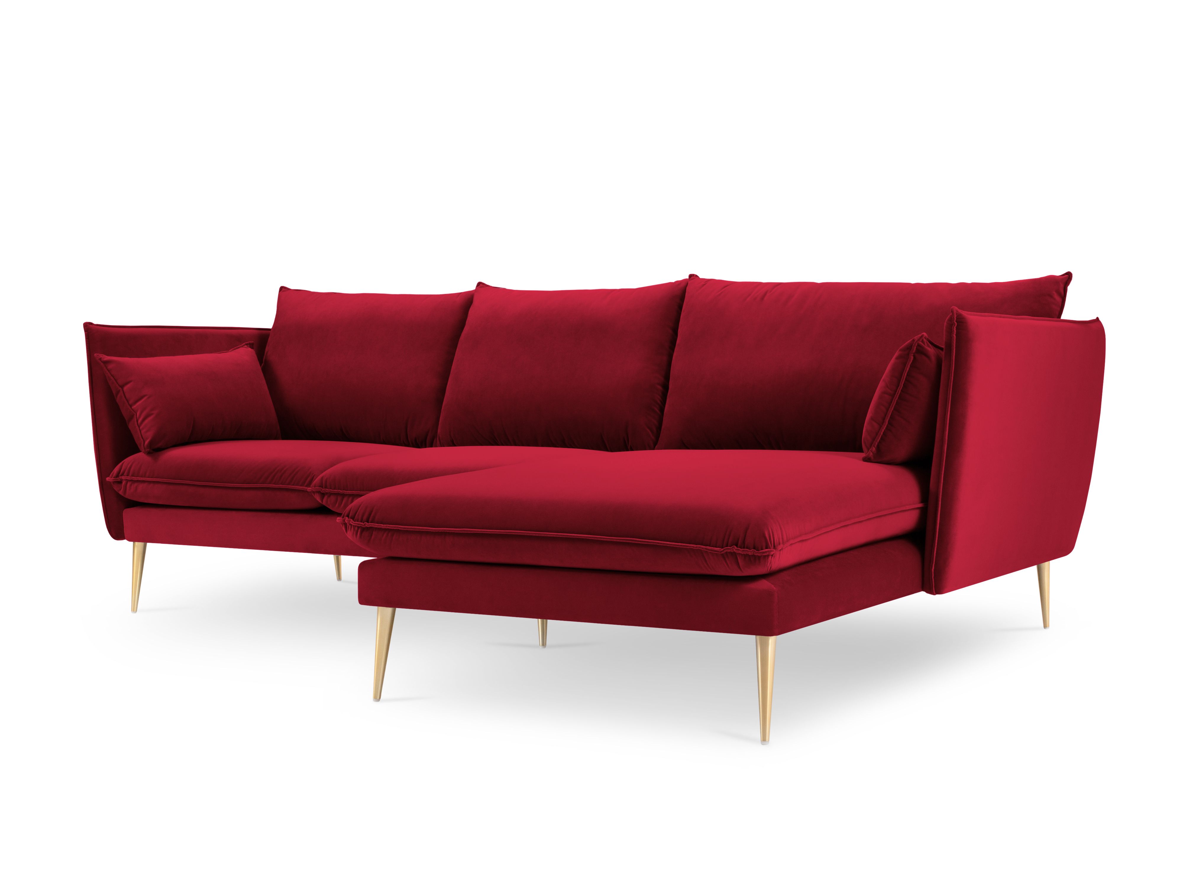 Canapé d'angle 4 places Rouge Velours Design Confort Promotion