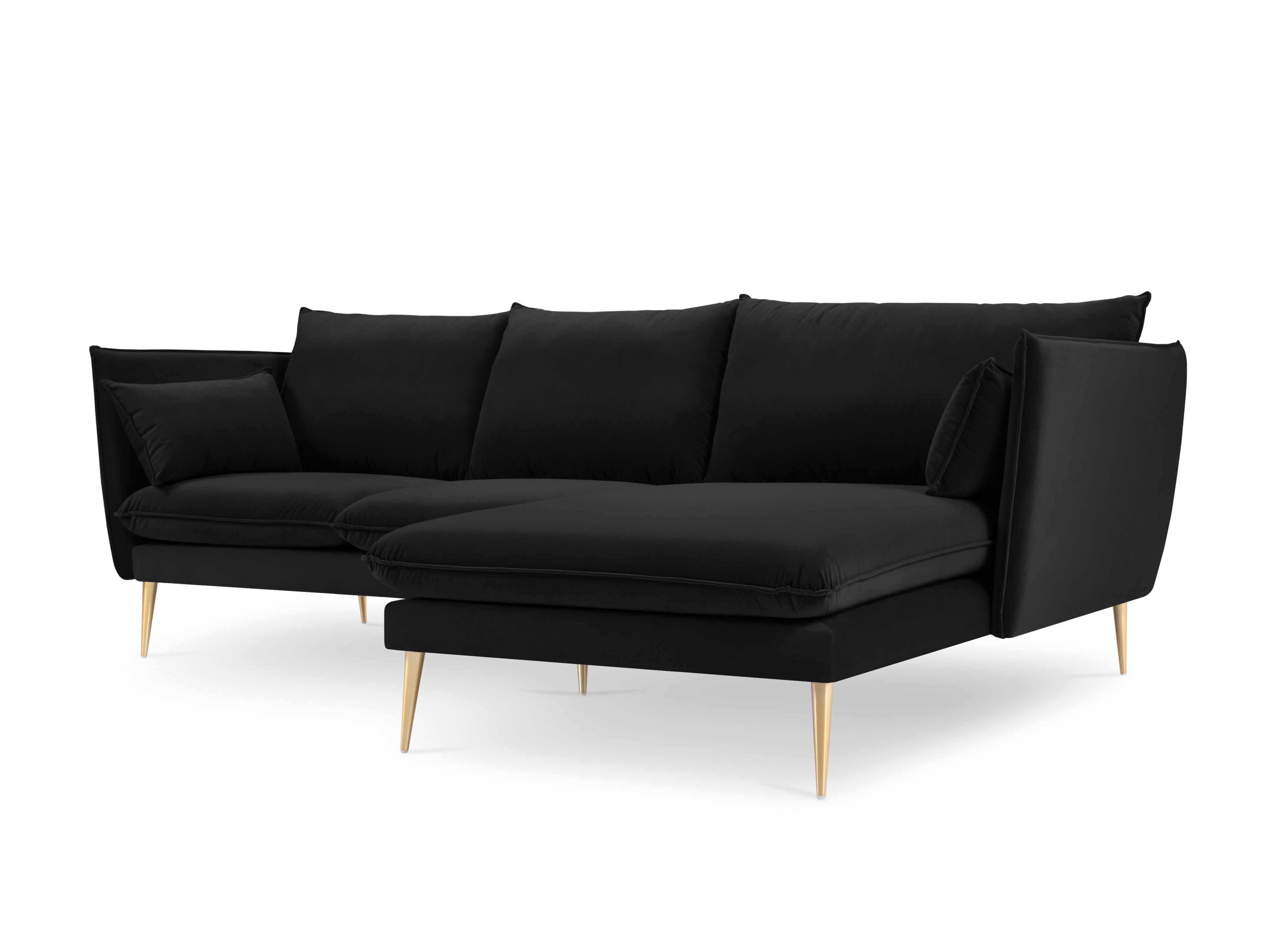 Canapé d'angle 4 places Noir Velours Design Confort Promotion