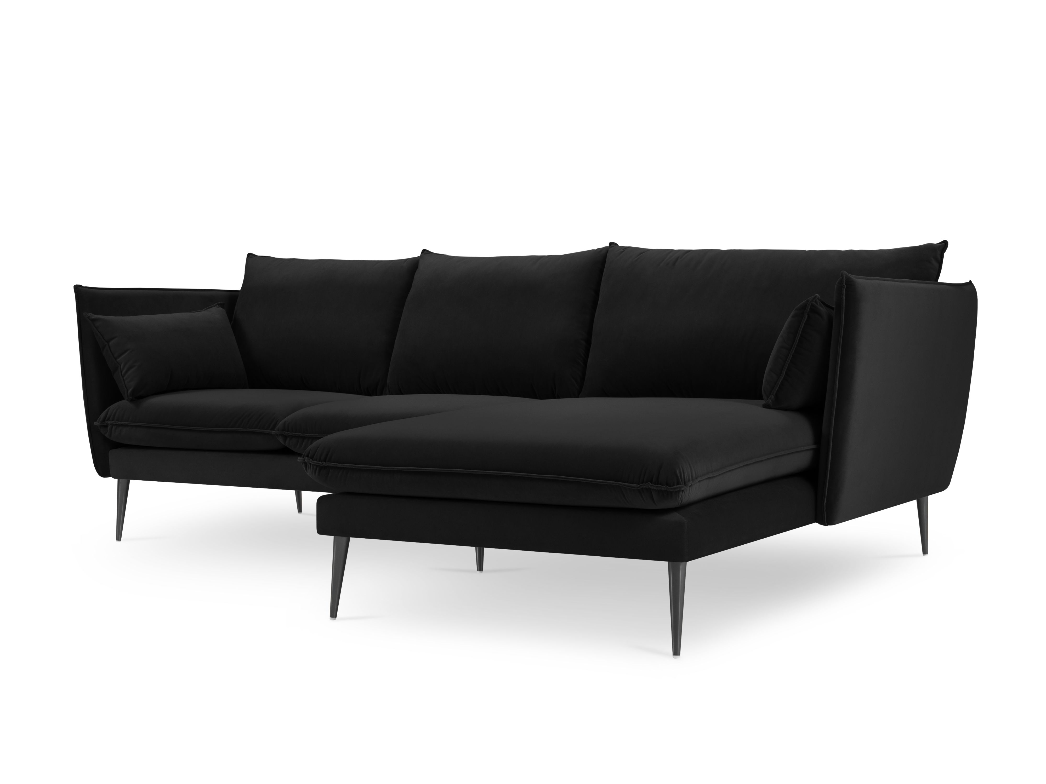 Canapé d'angle 4 places Noir Velours Design Confort