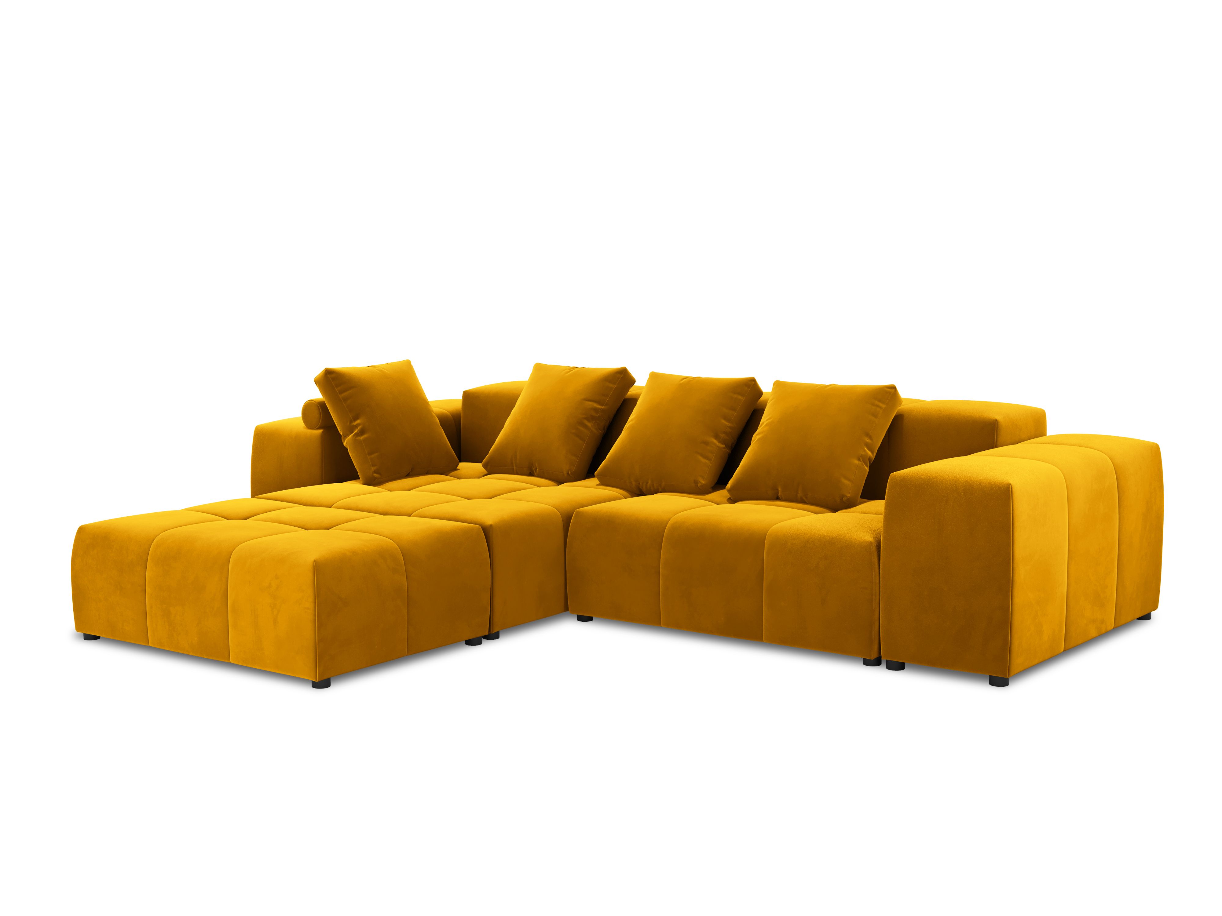 Canapé d'angle 5 places Jaune Tissu Moderne Confort