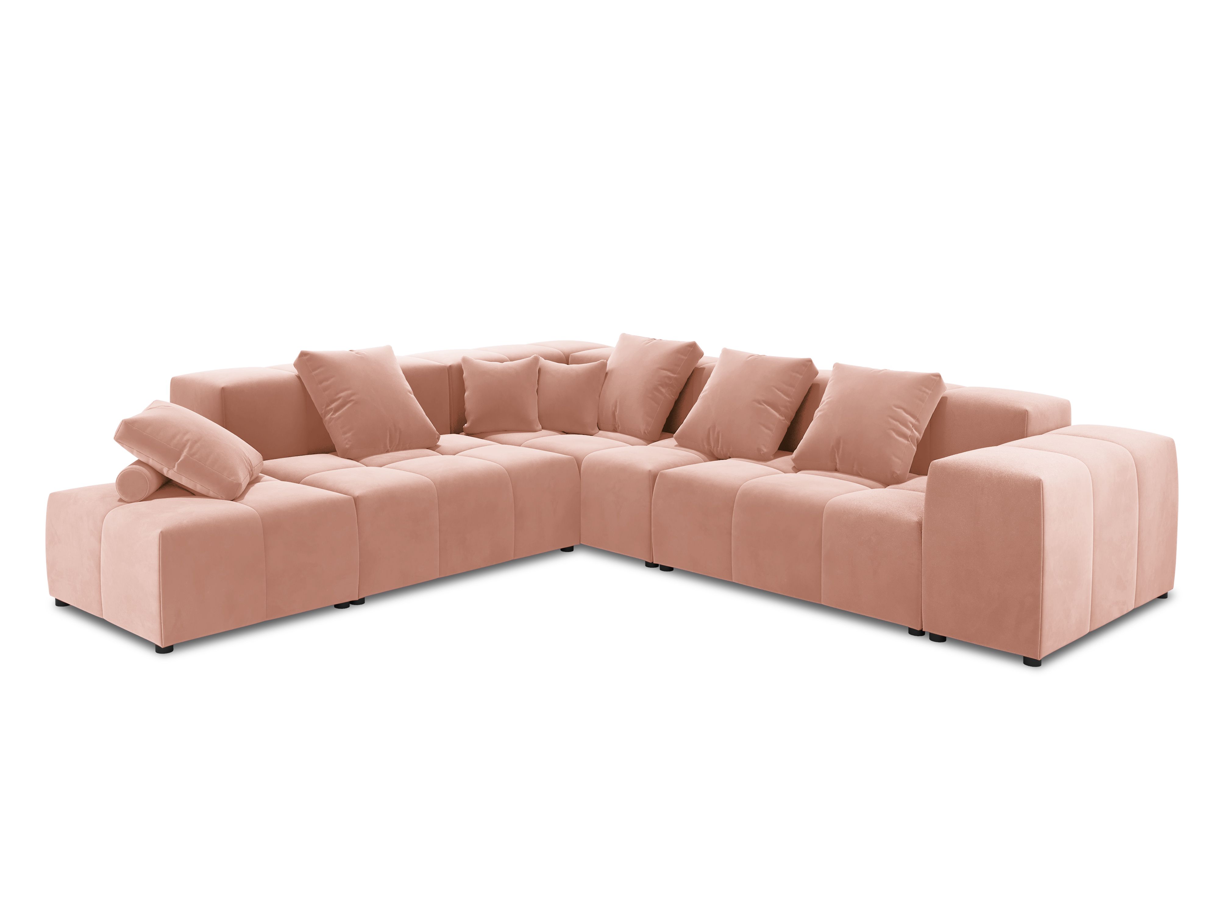 Canapé d'angle 5 places Rose Tissu Moderne Confort Promotion