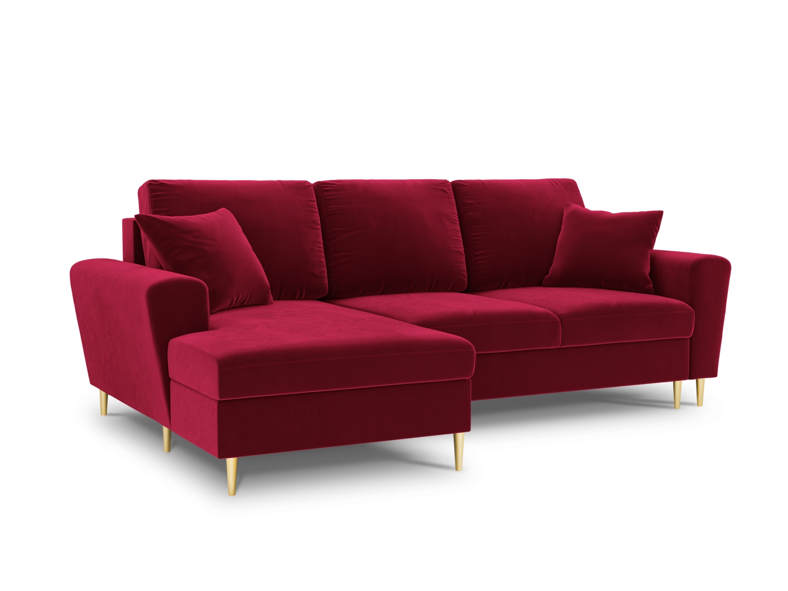 Canapé d'angle velours rouge 4 places