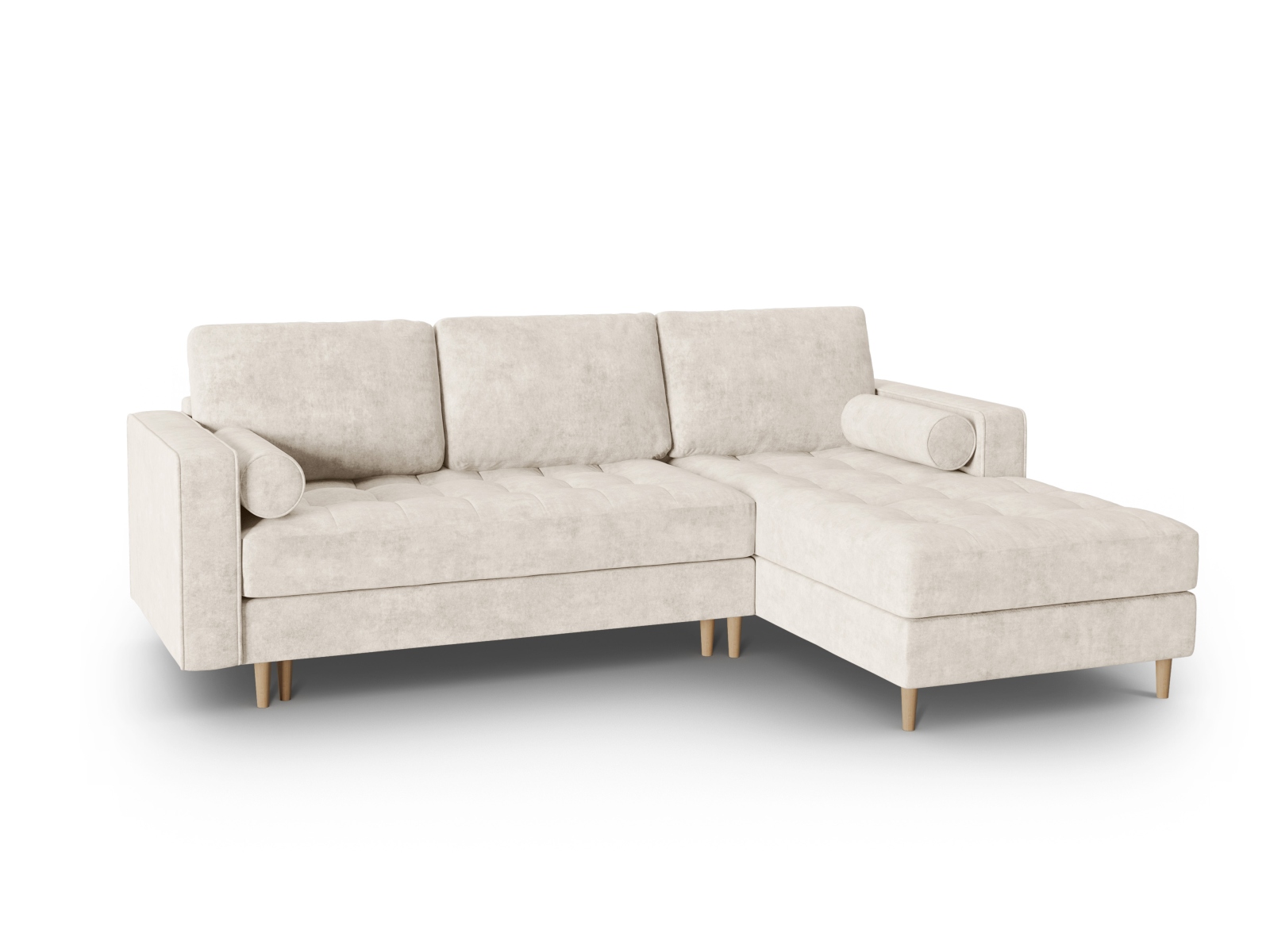 Canapé d'angle 5 places Beige Tissu Luxe Moderne Confort