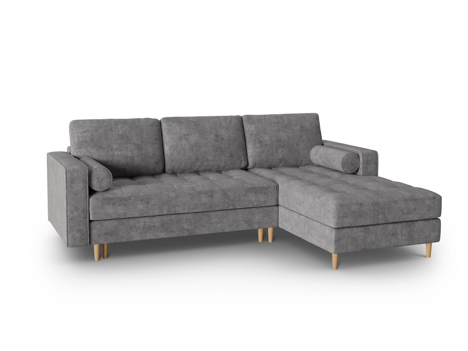 Canapé d'angle 5 places Gris Tissu Luxe Moderne Confort