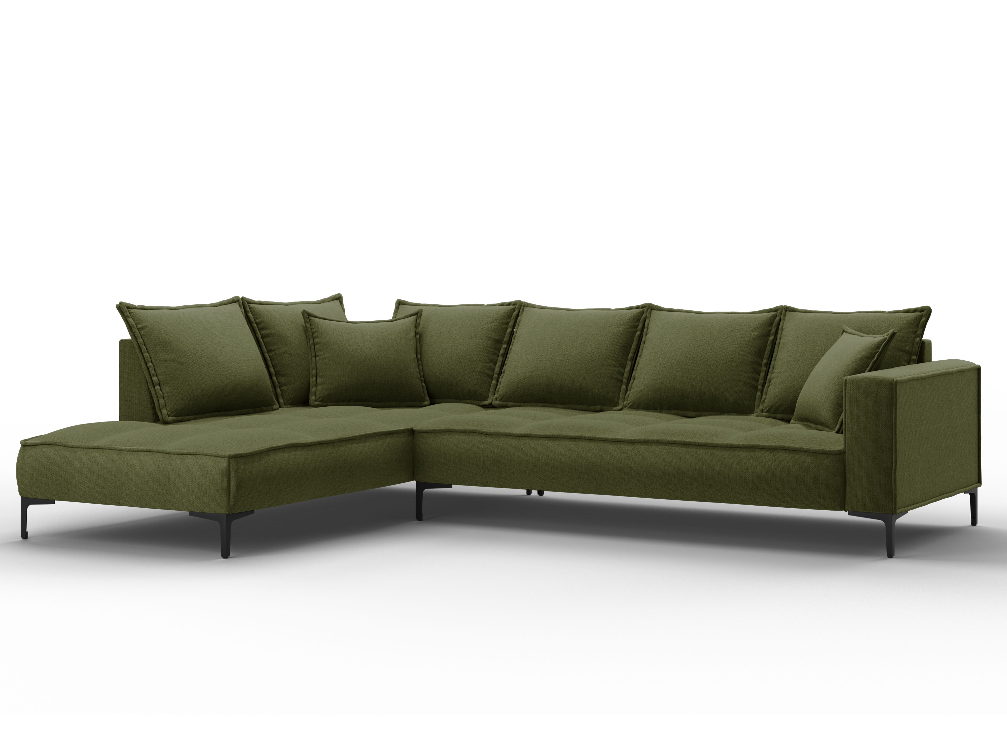 Canapé d'angle tissu structuré vert 5 places