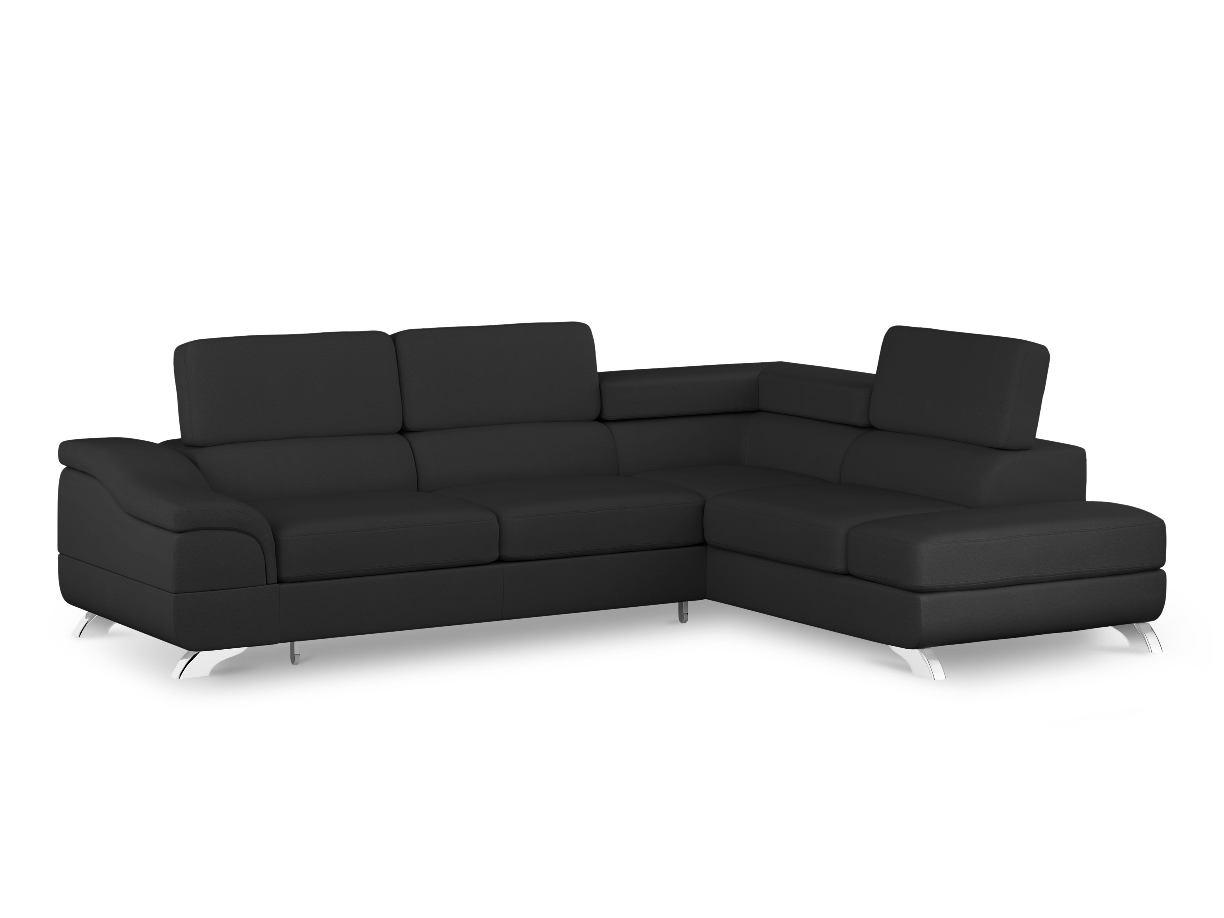 Canapé d'angle 5 places Noir Tissu Moderne Grand Promotion