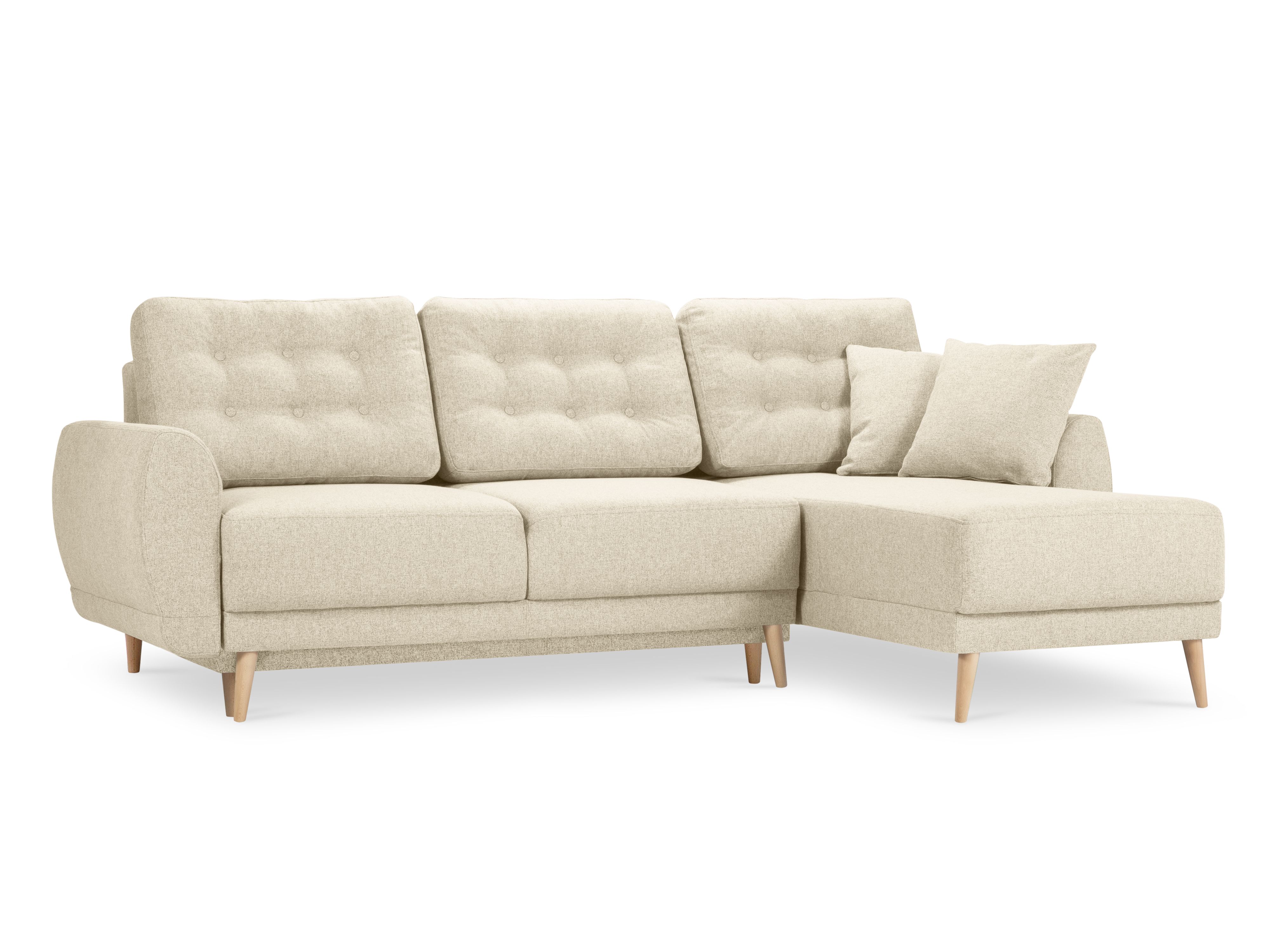 Canapé d'angle 4 places Beige Tissu Moderne Confort