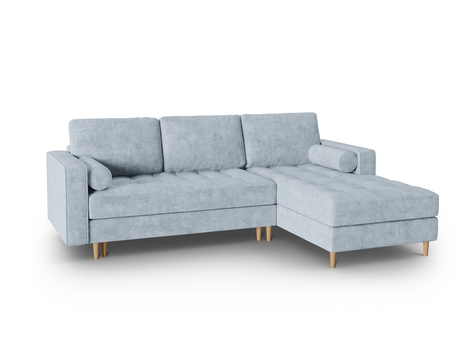 Canapé d'angle 5 places Bleu Tissu Luxe Moderne Confort