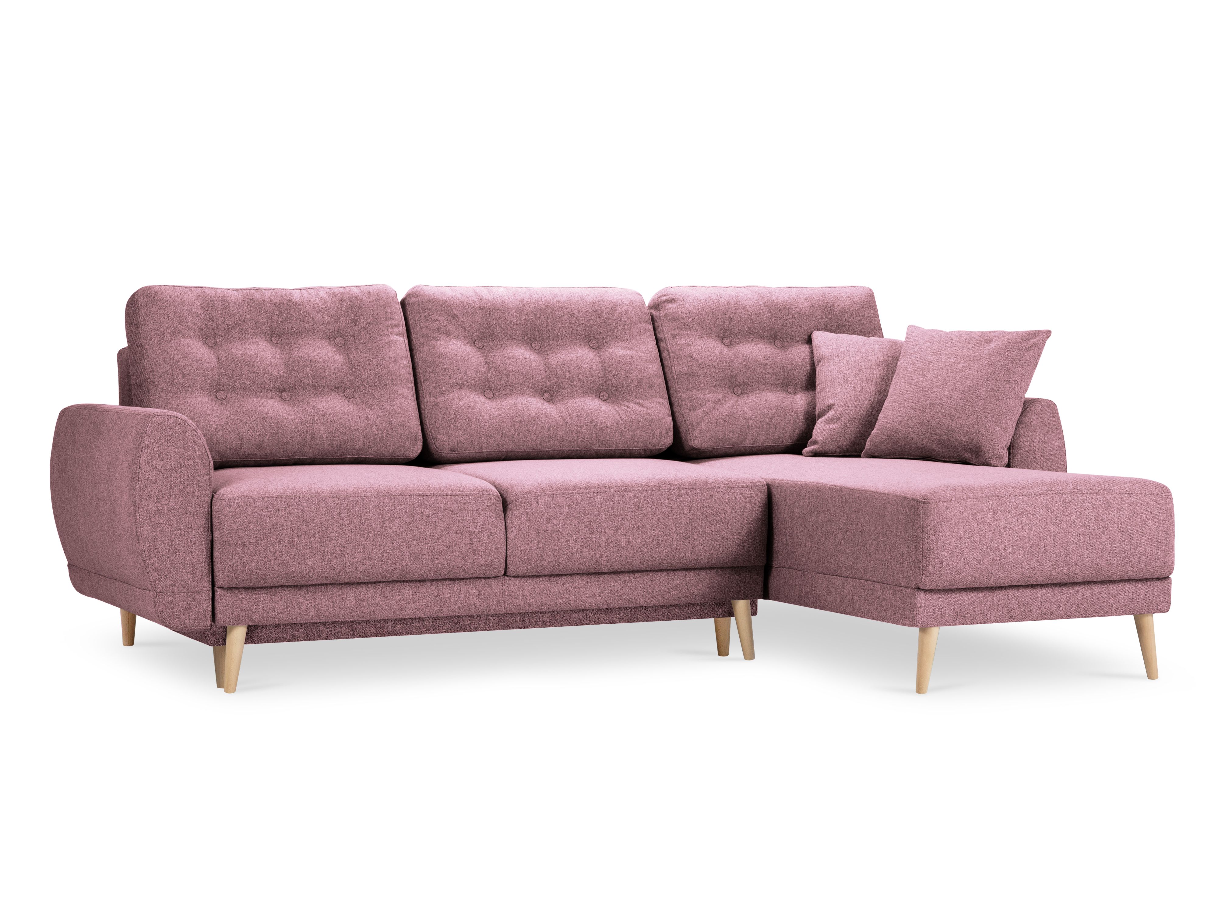 Canapé d'angle 4 places Rose Tissu Moderne Confort