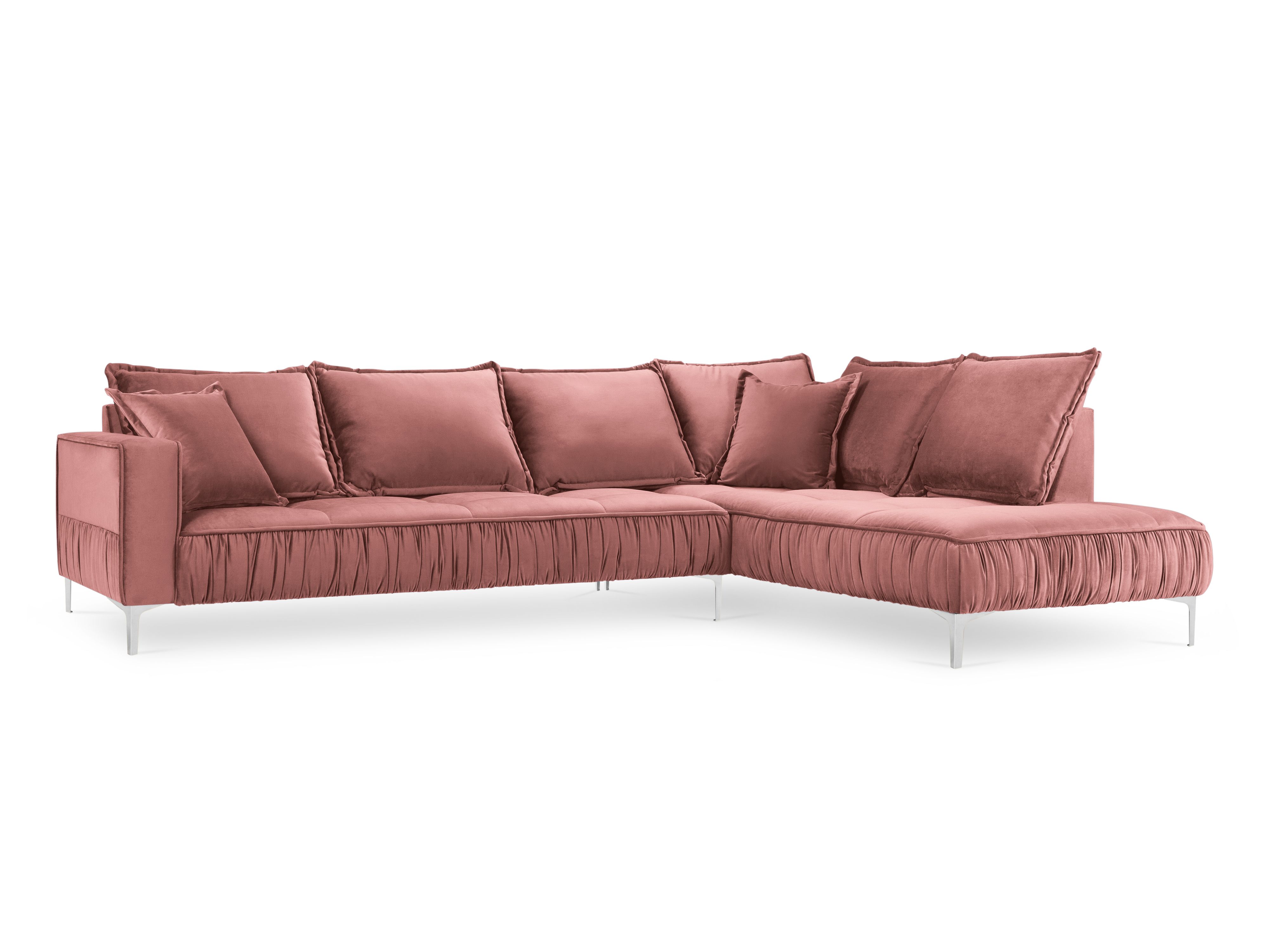 Canapé d'angle 5 places Rose Velours Confort