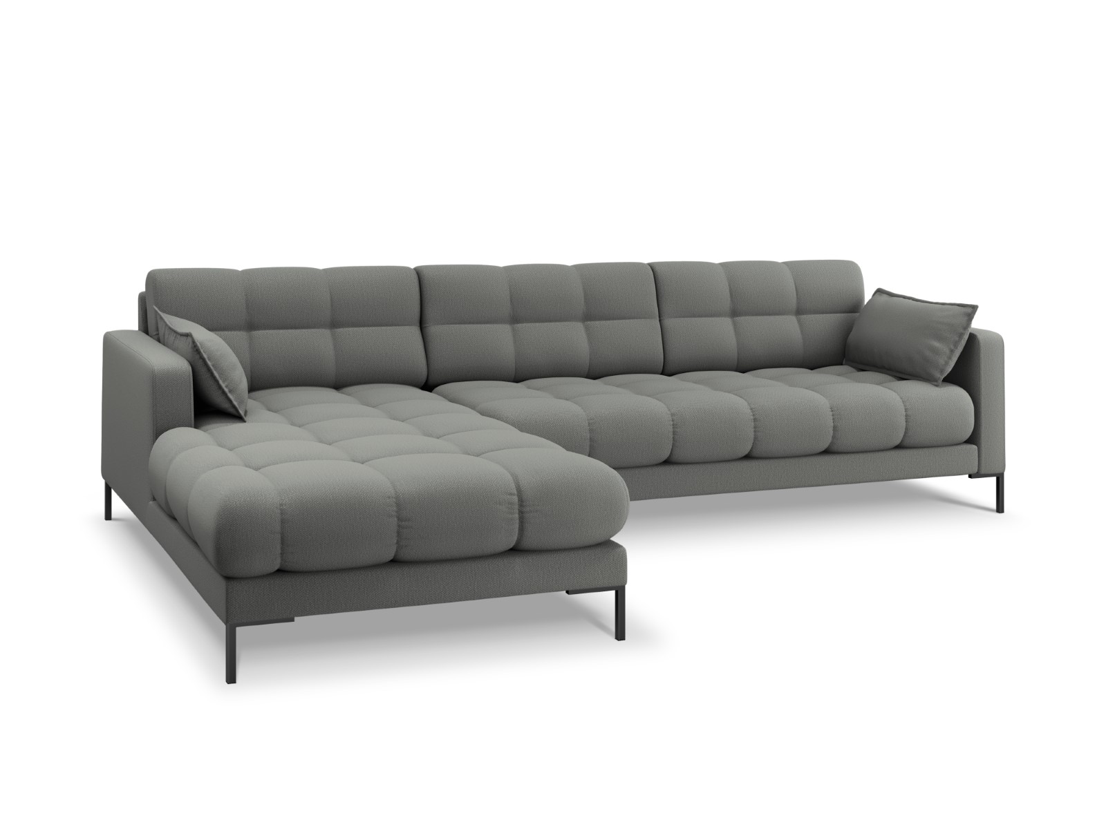 Canapé d'angle tissu structuré gris 5 places Canapé d'angle tissu structuré gris 5 places