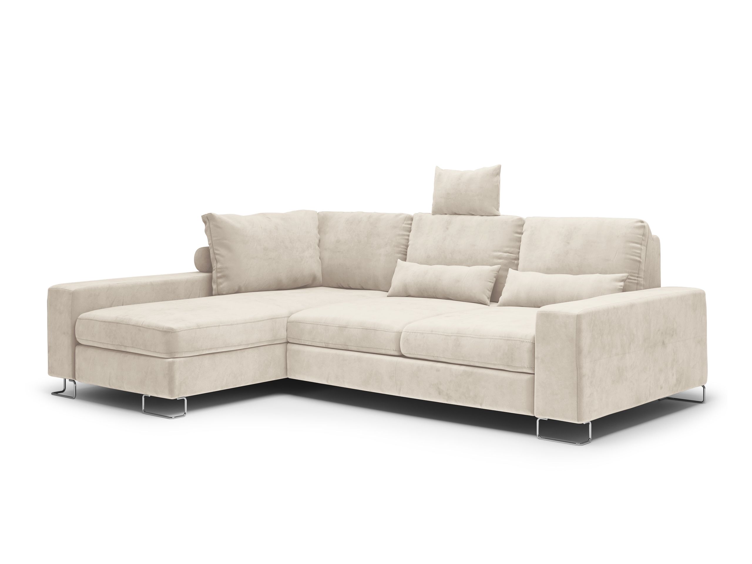 Canapé d'angle 4 places Beige Velours Moderne Confort Promotion