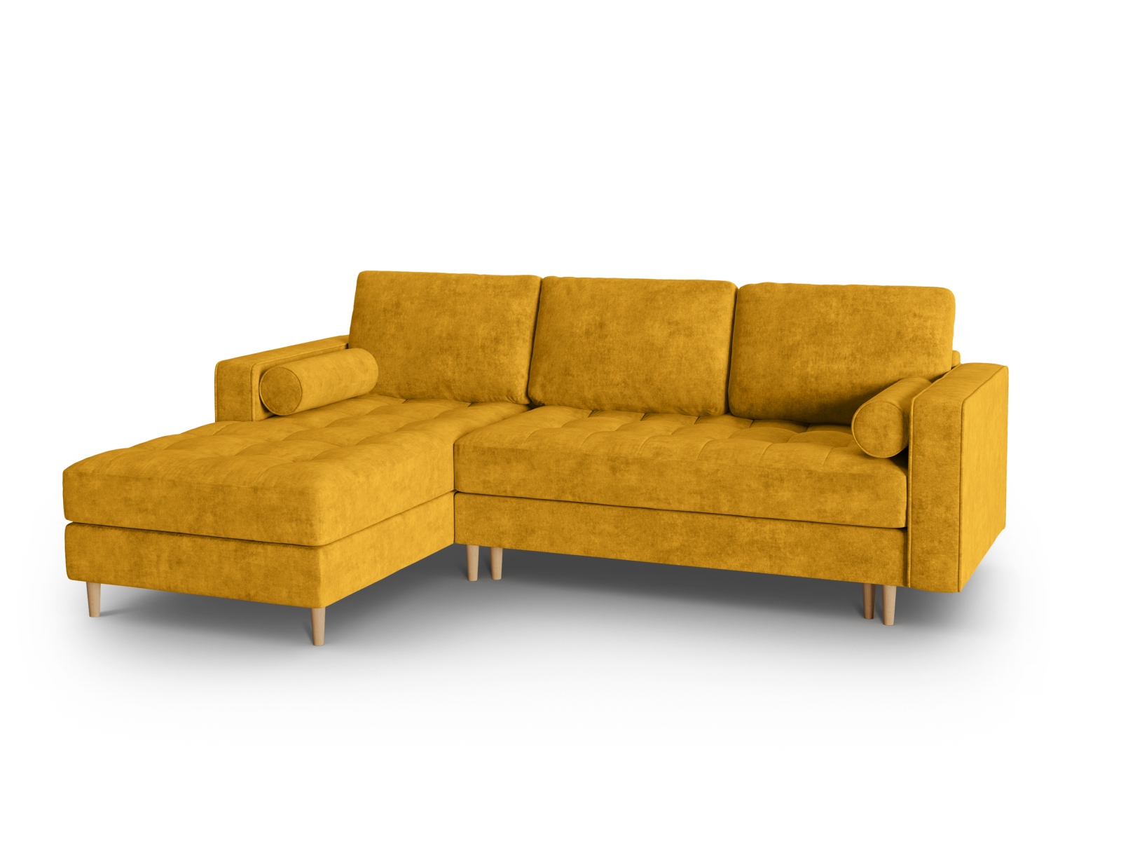 Canapé d'angle 5 places Jaune Tissu Luxe Moderne Confort