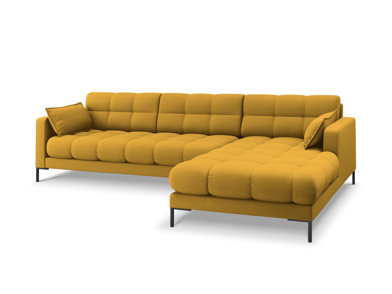 Canapé d'angle tissu structuré jaune 5 places