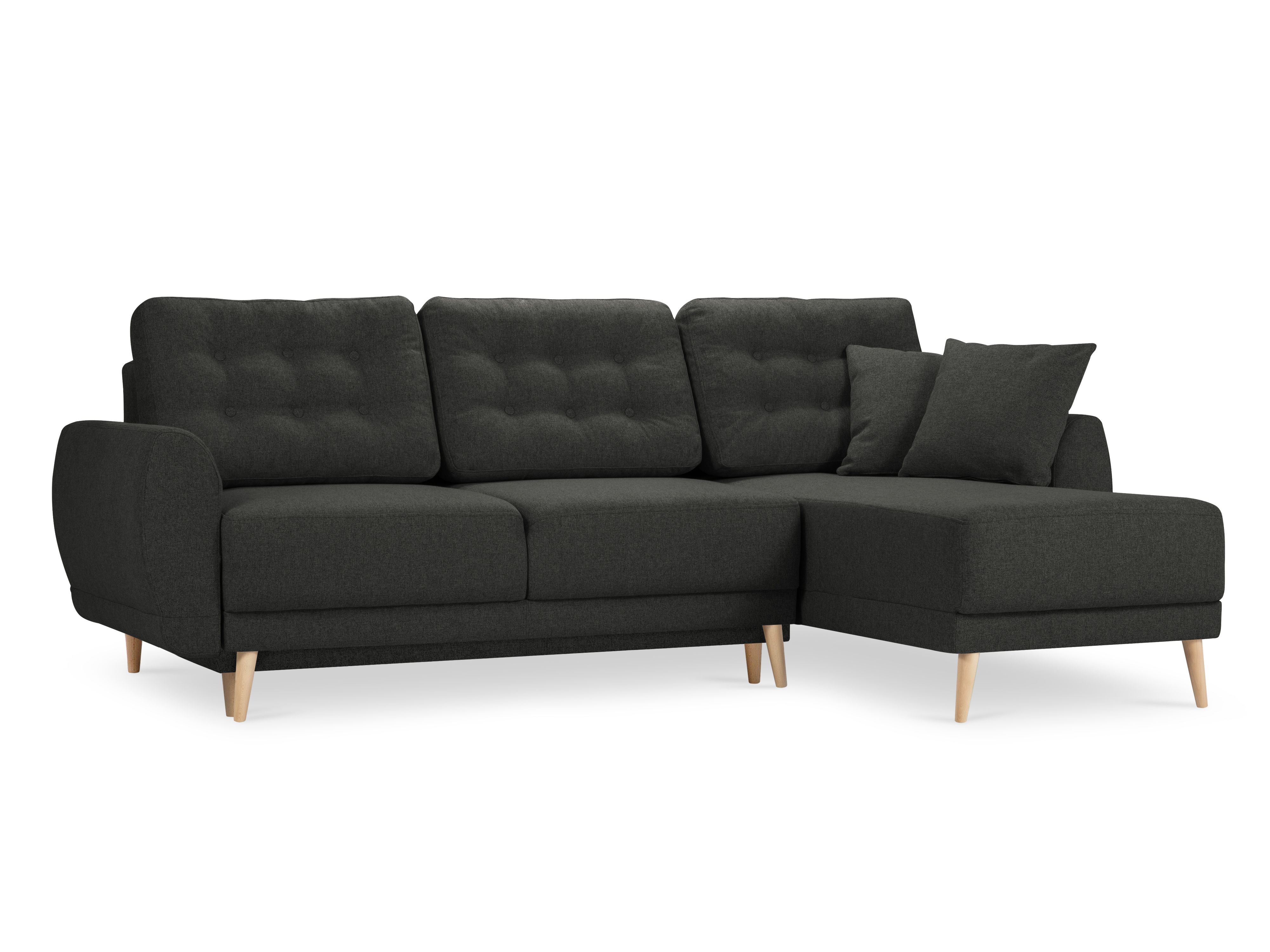 Canapé d'angle 4 places Noir Tissu Moderne Confort Promotion