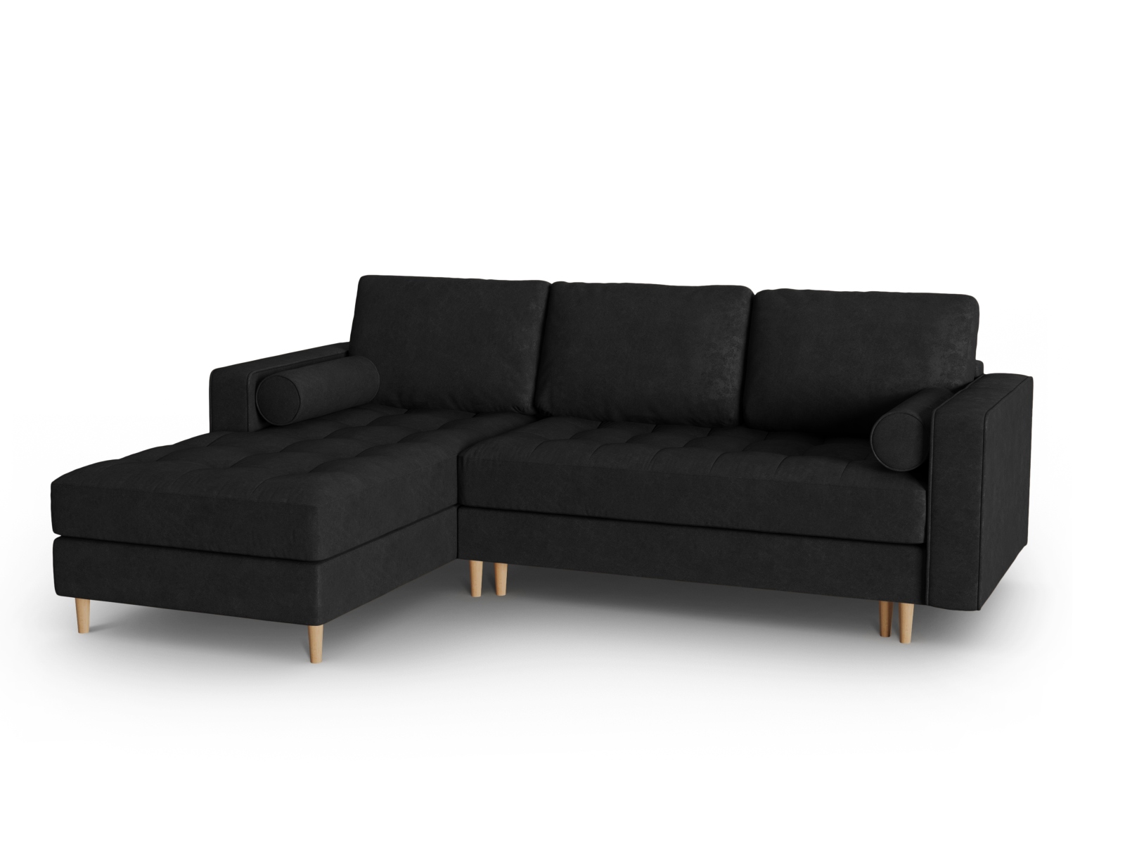 Canapé d'angle 5 places Noir Tissu Luxe Moderne Confort