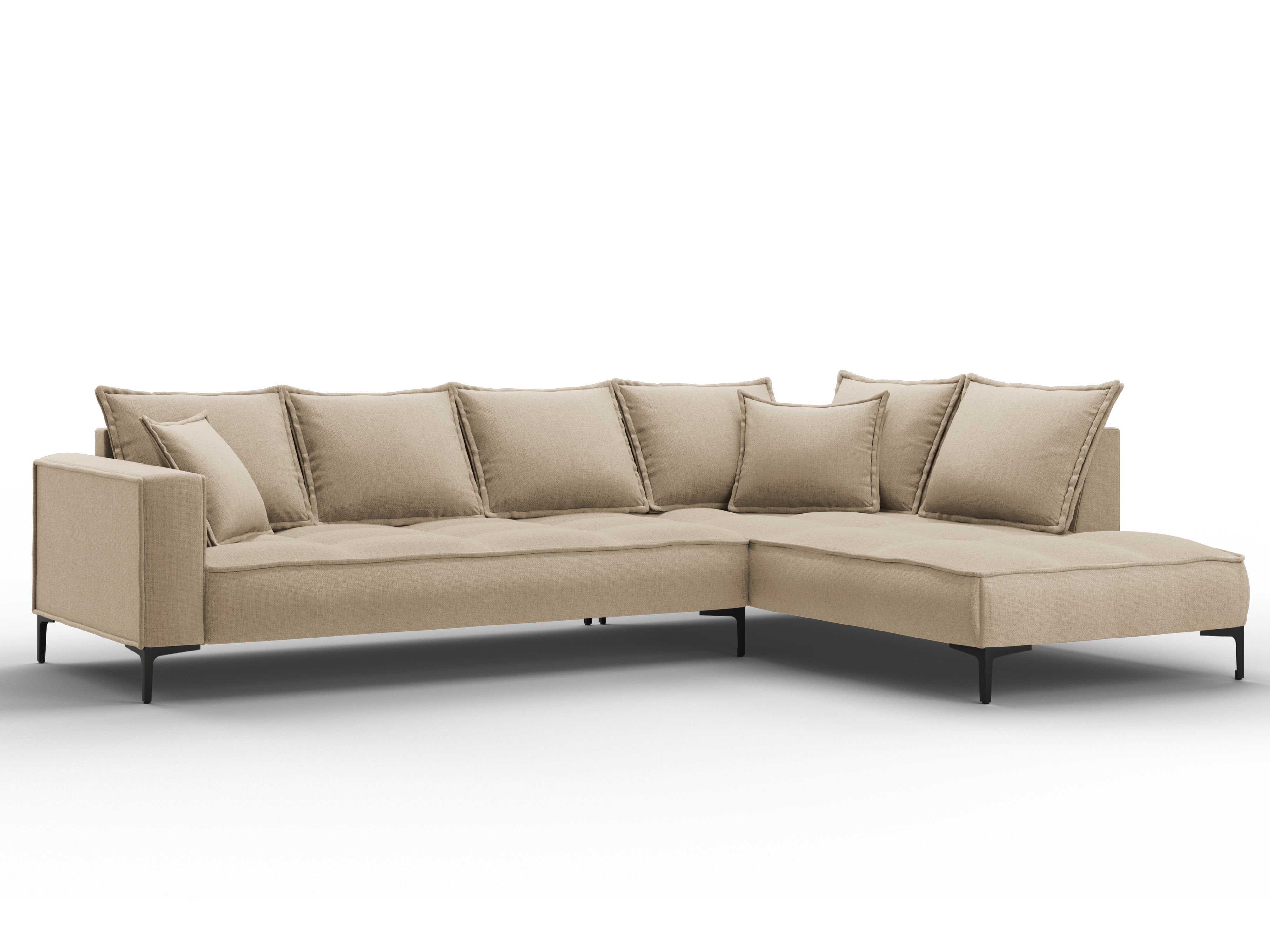 Canapé d'angle tissu structuré beige 5 places Canapé d'angle tissu structuré beige 5 places