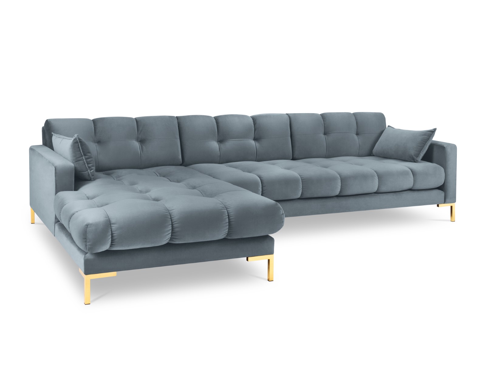 Canapé d'angle 5 places Bleu Velours Moderne Confort Promotion