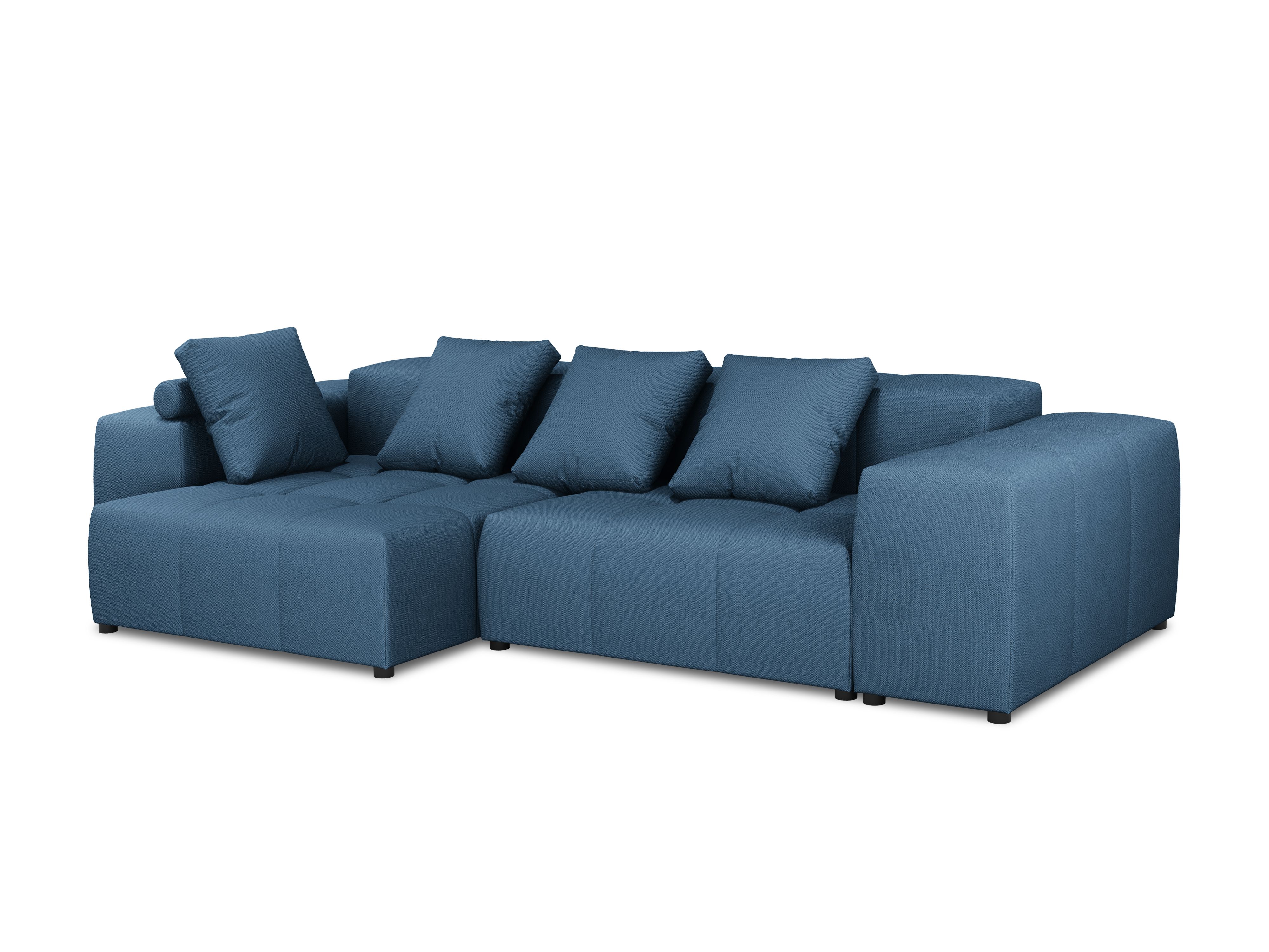 Canapé d'angle tissu structuré bleu foncé 4 places réversible Canapé d'angle tissu structuré bleu foncé 4 places réversible