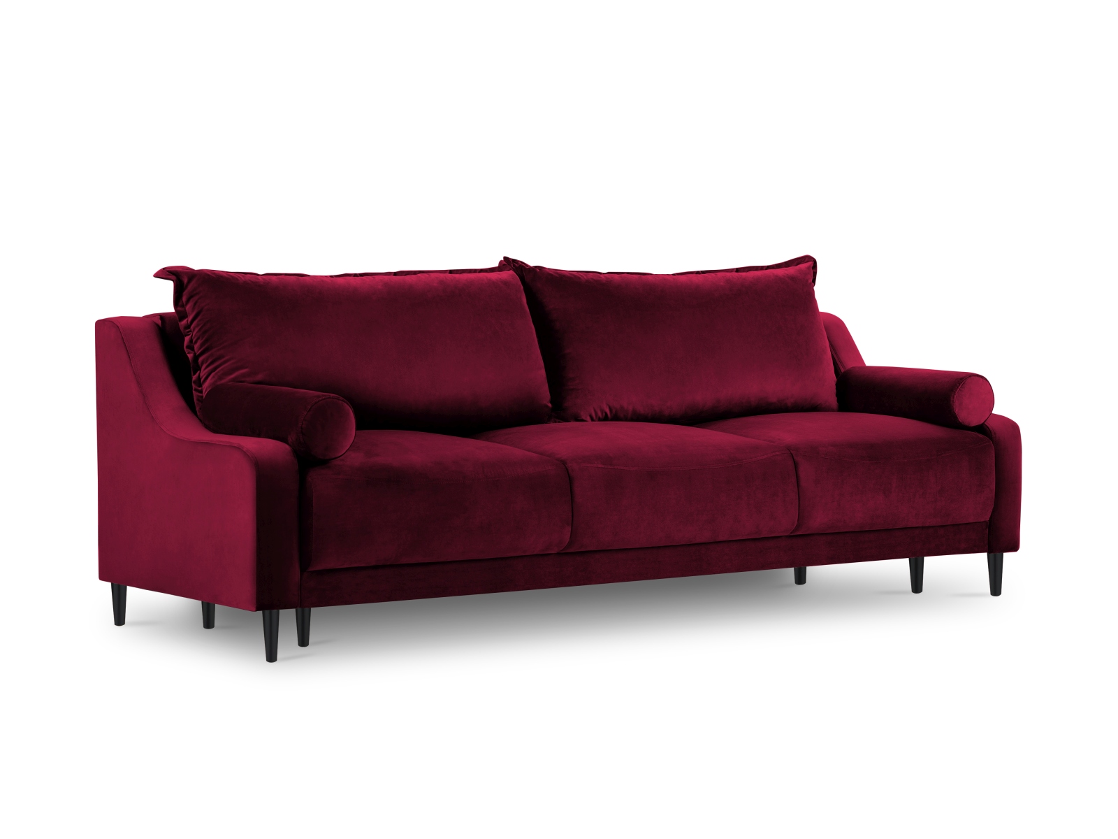 Canapé droit 3 places Rouge Velours Design Confort Promotion