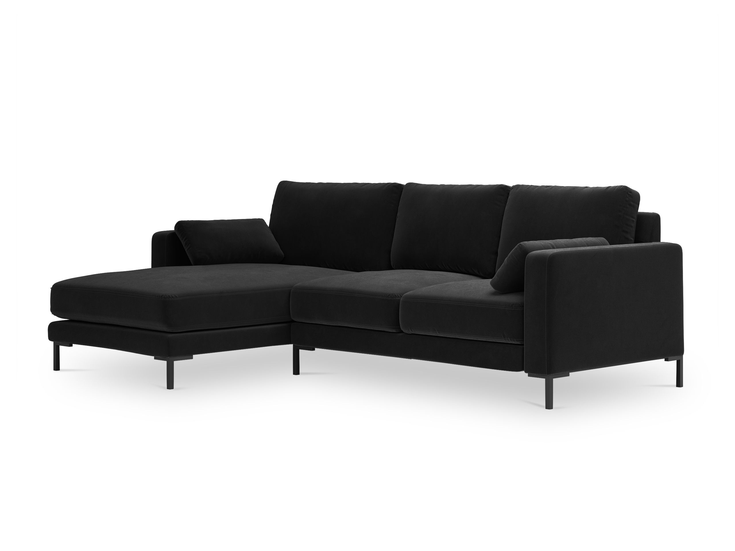 Canapé d'angle 4 places Noir Tissu Design Confort Promotion