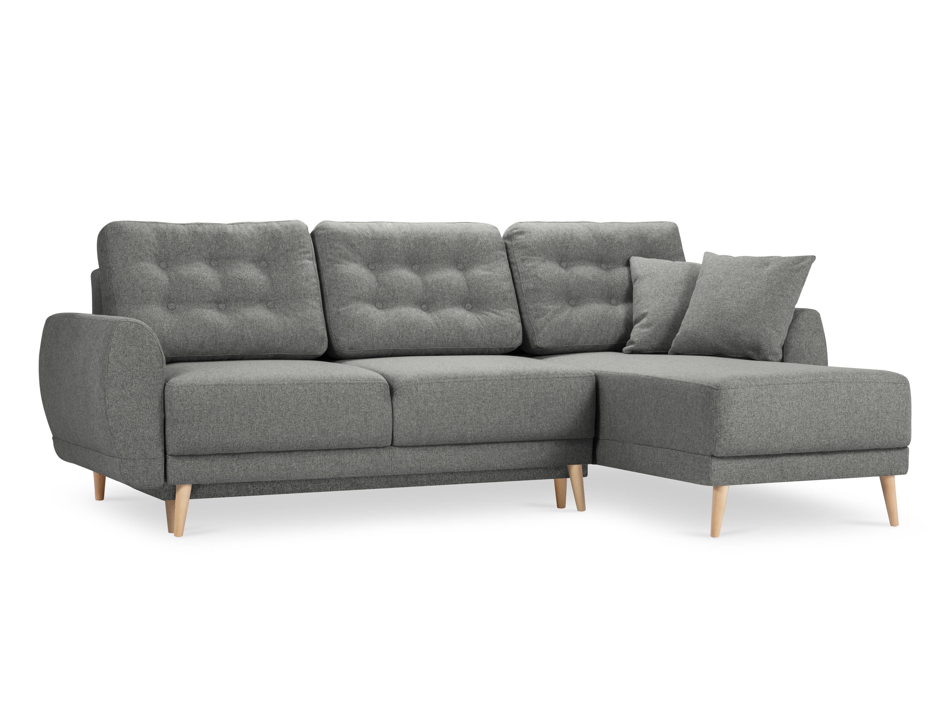 Canapé d'angle 4 places Gris Tissu Moderne Confort