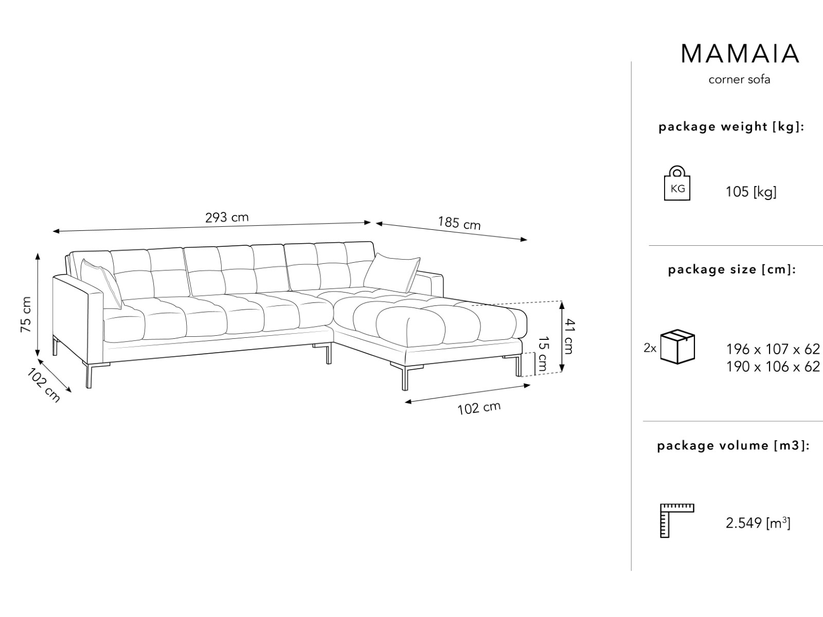 Canapé d'angle 5 places en velours noir - Vue supplémentaire 2