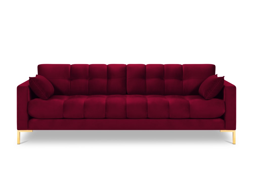 Canapé 4 places en velours rouge - Vue supplémentaire 1