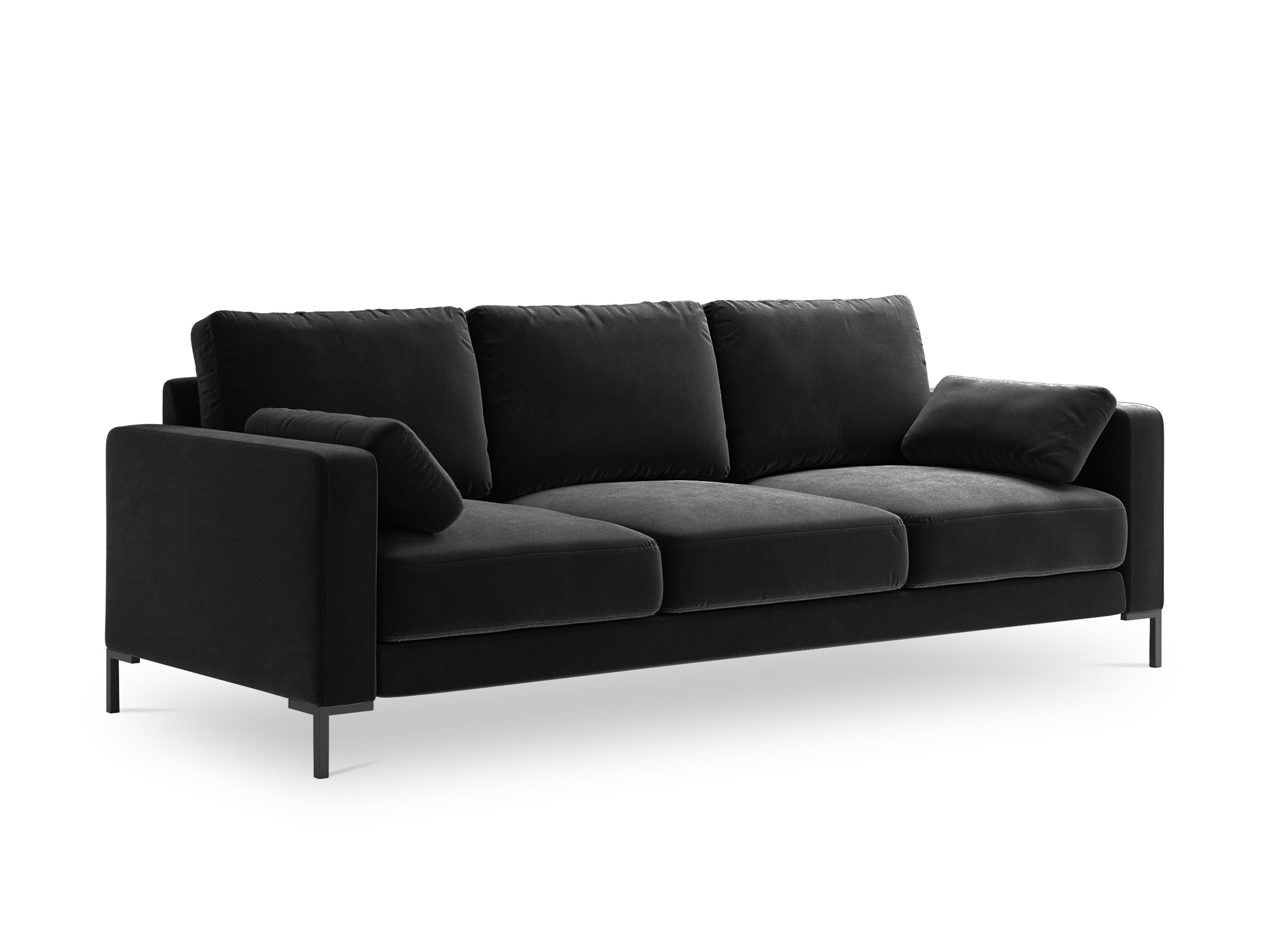 Canapé fixe 3 places Noir Tissu Design Confort Promotion