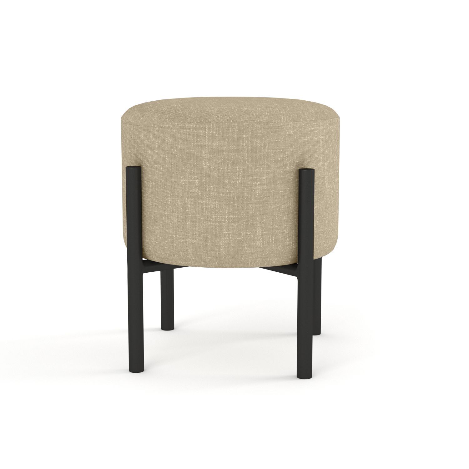 Pouf en tissu beige, pieds en métal noir Pouf en tissu beige, pieds en métal noir