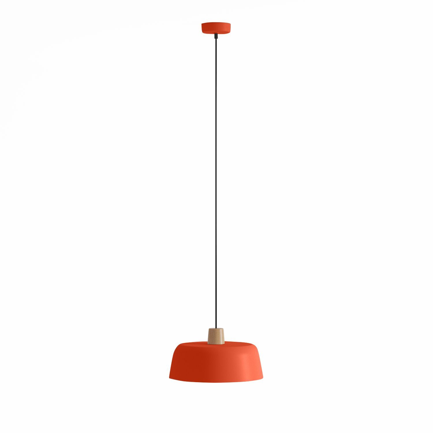Luminaire suspension en métal ocre et bois Luminaire suspension en métal ocre et bois