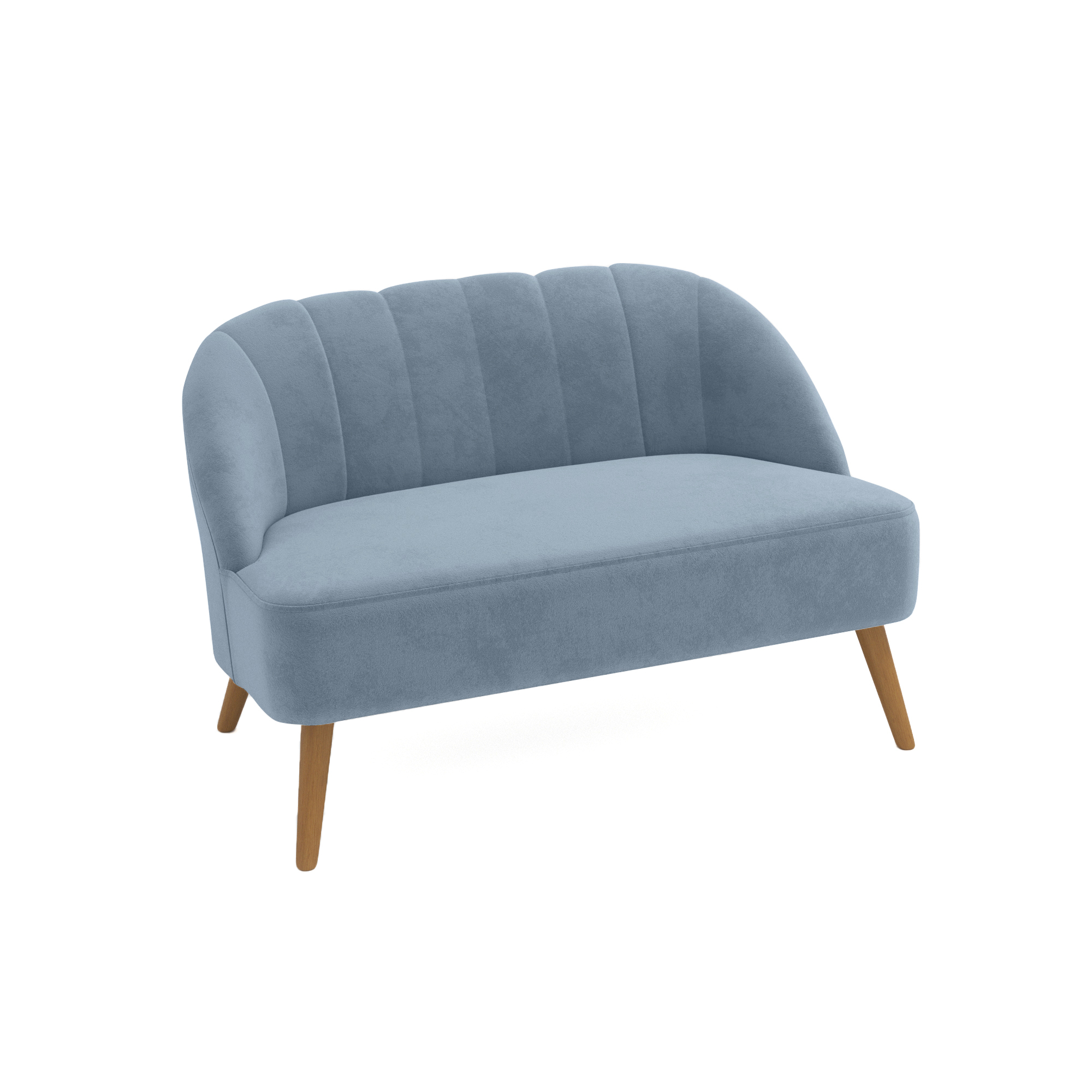 Canapé droit 2 places Bleu Cuir Contemporain Petit Promotion