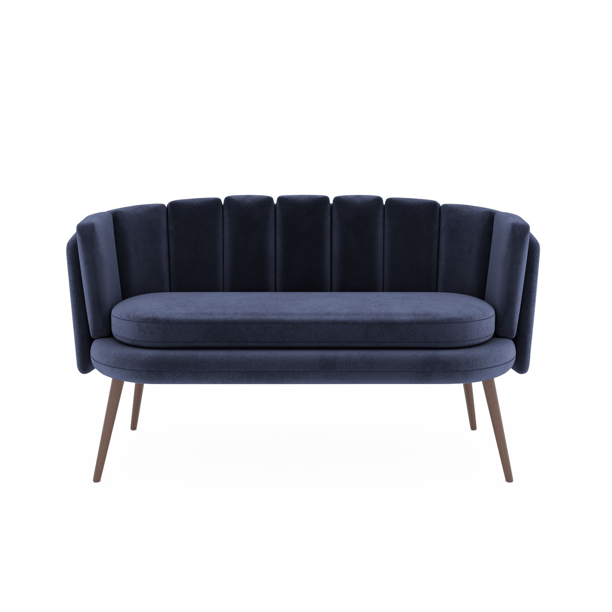 Canapé droit 2 places Bleu Tissu Luxe Design Confort