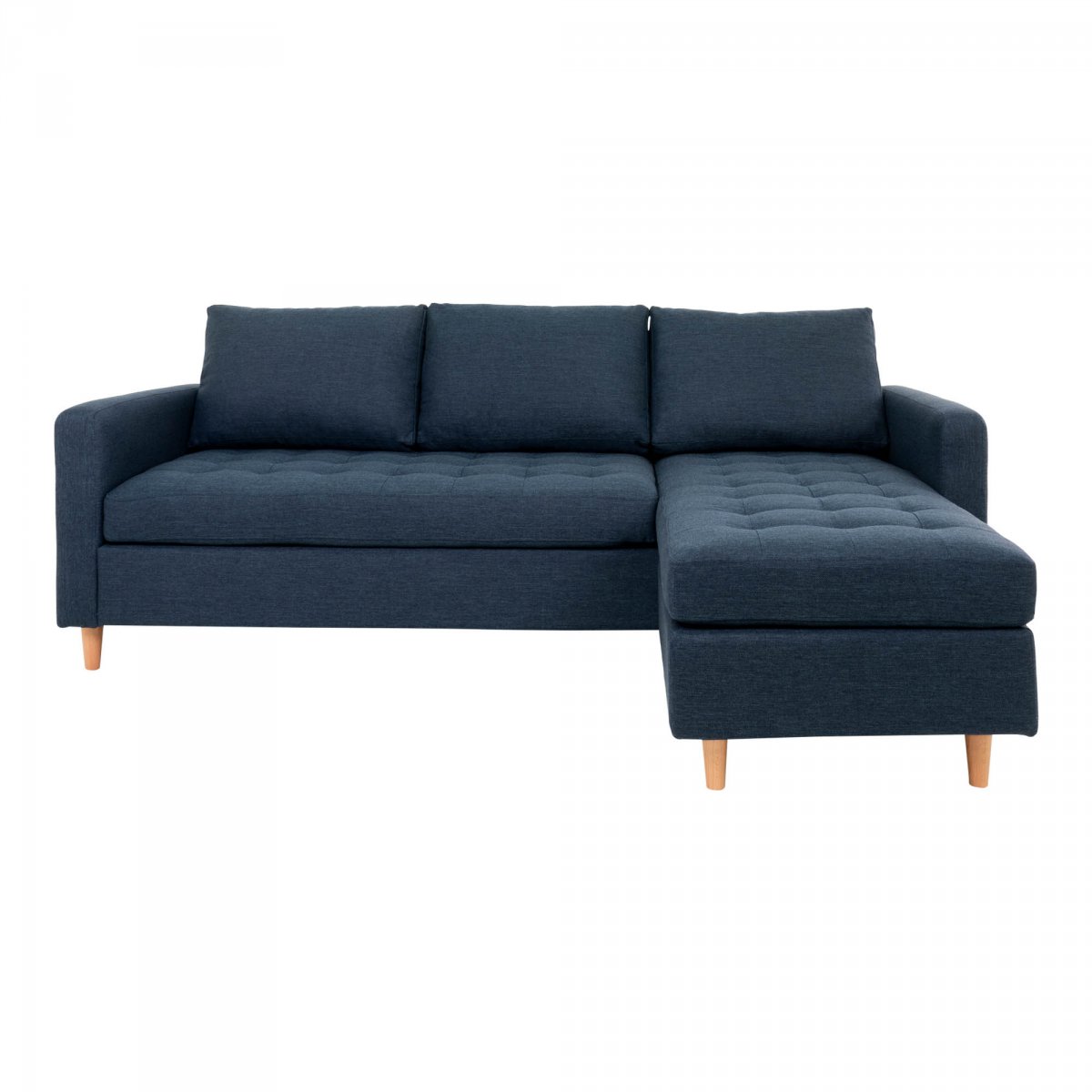 Canapé d'angle droit 3-4 places en tissu bleu