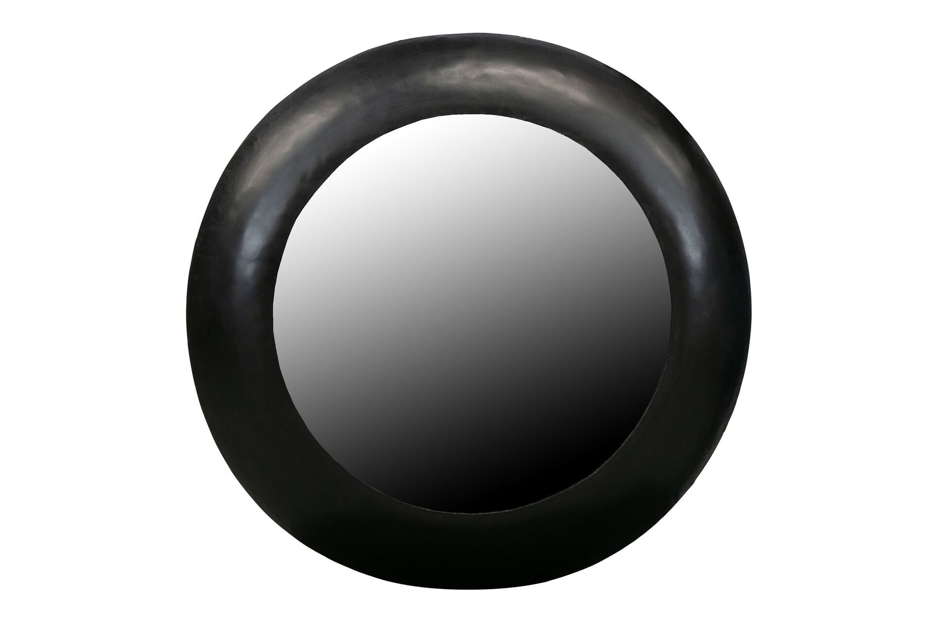 Miroir ronde vintage 75cm contour métal noir