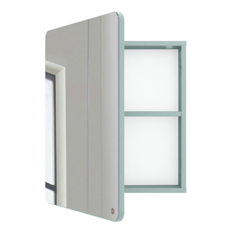 Miroir de salle de bain avec placard en bois vert Miroir de salle de bain avec placard en bois vert