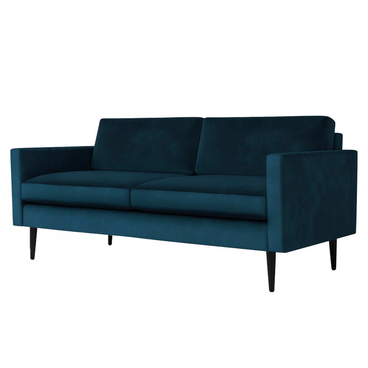 Canapé droit 4 places Bleu Velours Design Confort