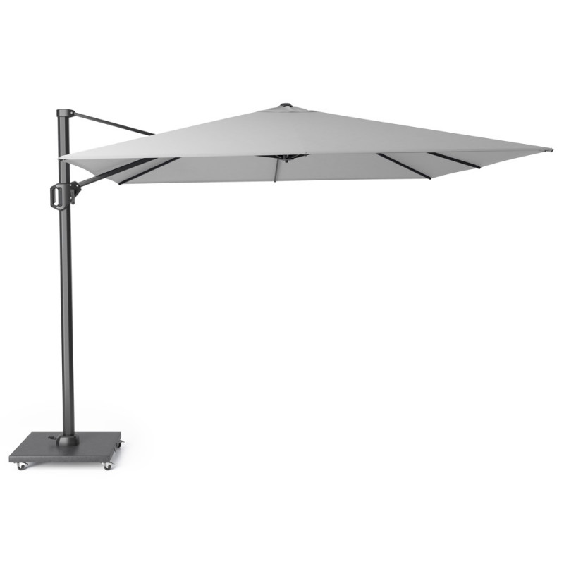 Parasol déporté rotatif 3x3m simple inclinaison gris clair