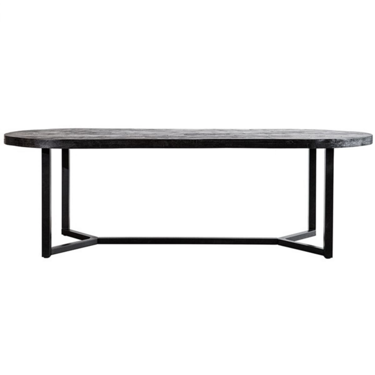 Table ovale 200cm en bois massif et métal noir