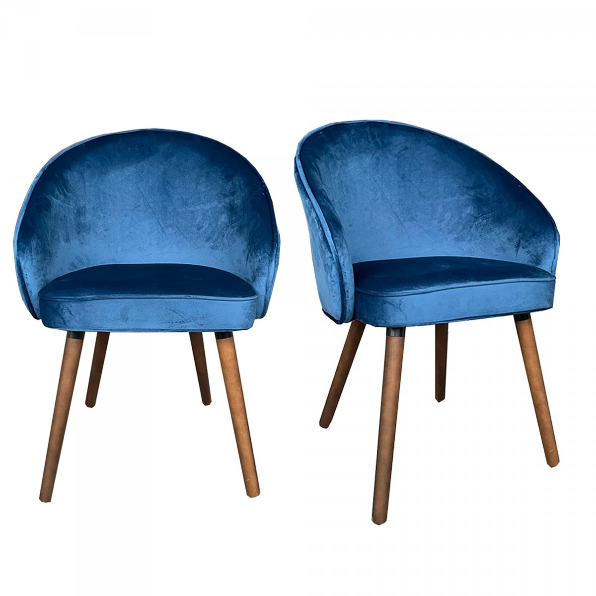 Lot de 2 chaises modernes en velours bleu
