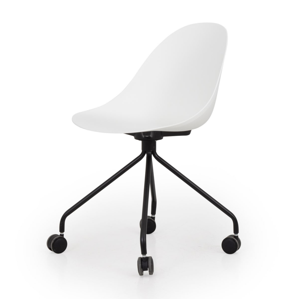 Chaise de bureau design à roulette en plastique blanc
