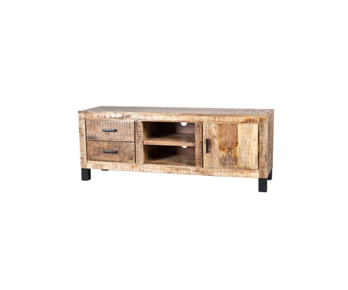 Meuble TV 150cm en bois de manguier et métal noir Meuble TV 150cm en bois de manguier et métal noir