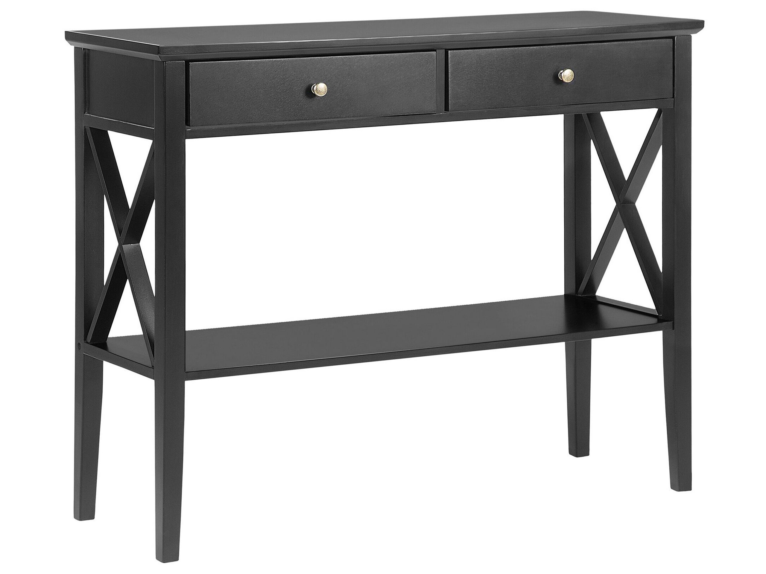 Console noire avec double tiroir