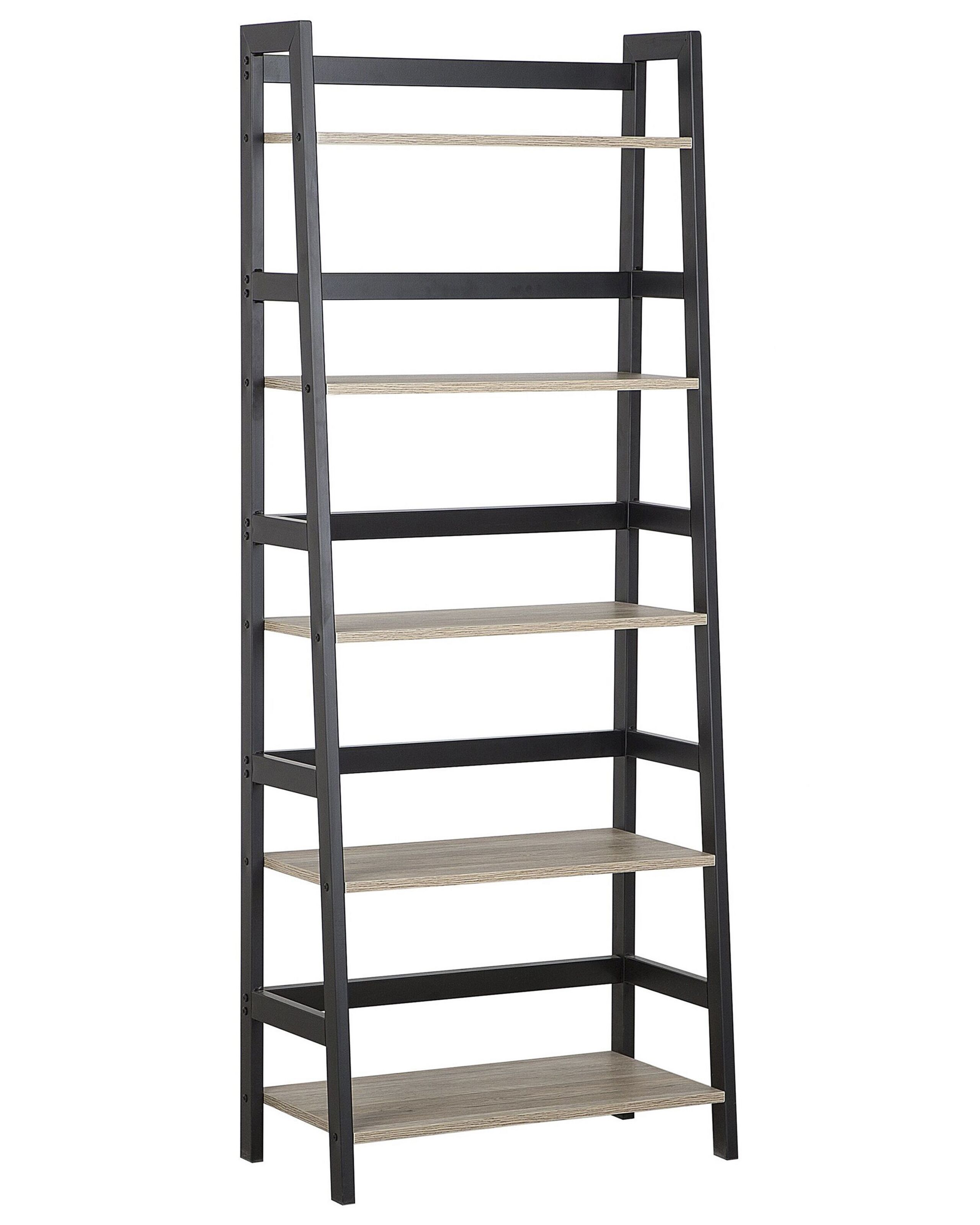 Étagère 5 étages effet bois clair et noir